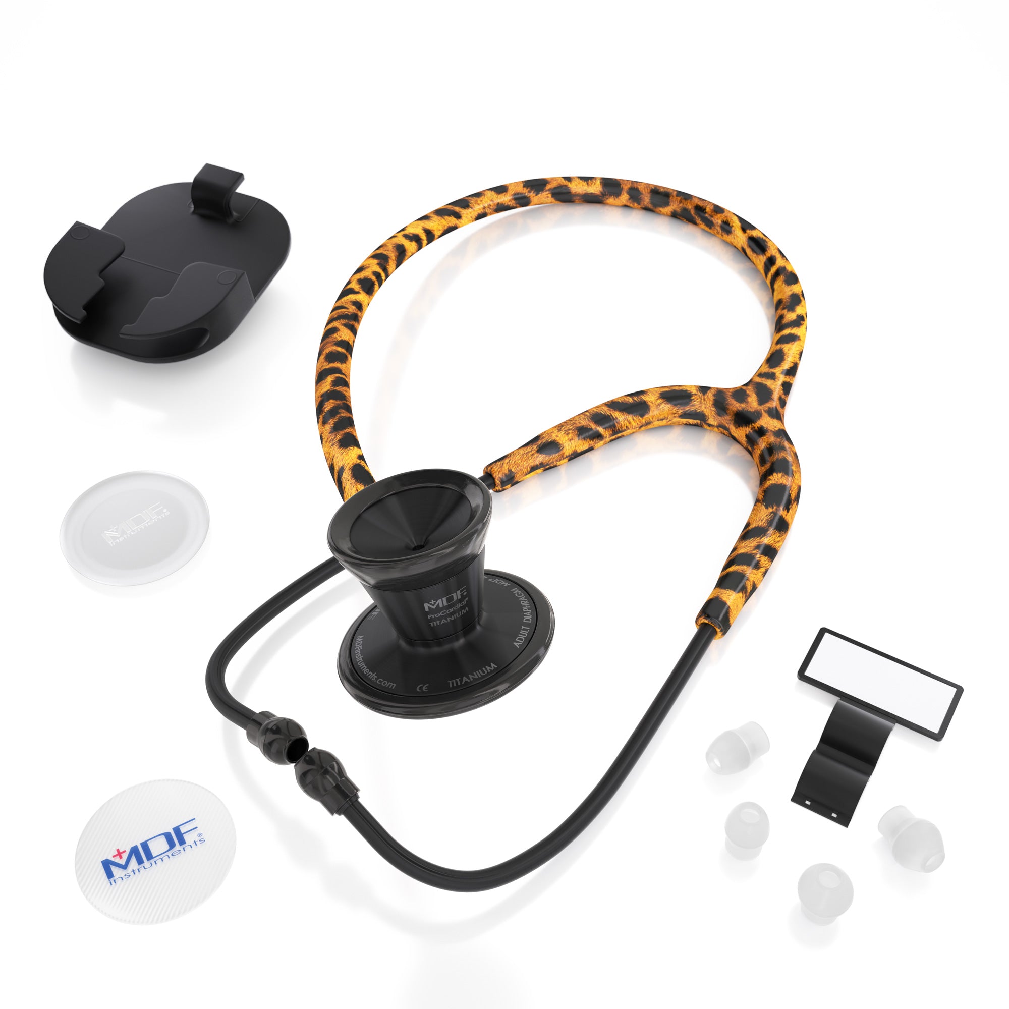ProCardial® Titanium Cardiology Stethoscope - Premium Cheetah/Blackout Design for Medical Professionals | Ideal for Doctors, Nurses & Healthcare Workers in Hospitals & Clinics