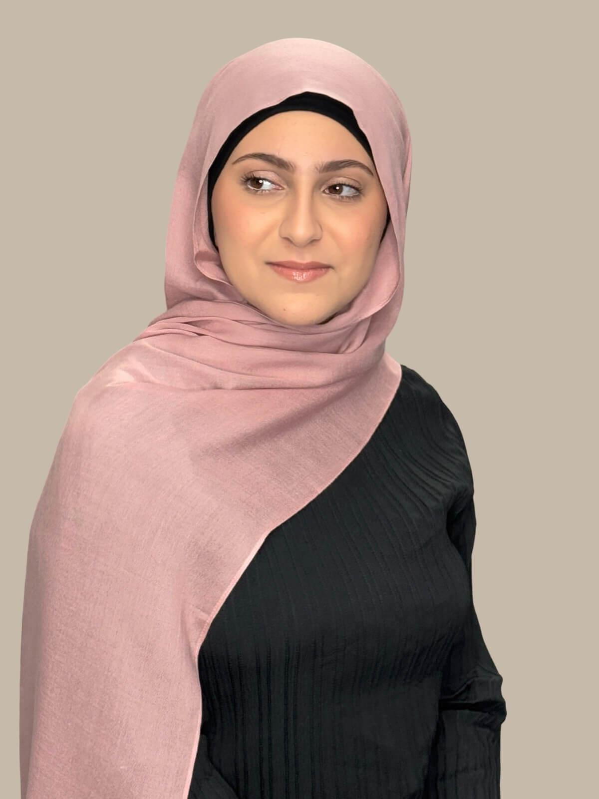 Stylish Cotton Modal Hijab Scarf for Women - Soft & Breathable Misty Rose - Perfect for Daily Wear, Work, and Special Occasions