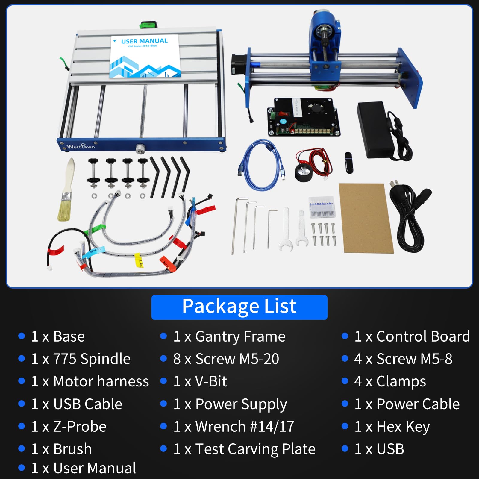 3018 CNC Router Machine - 3 Axis GRBL Control Engraver with Emergency Stop | All-Metal Blue Frame | Perfect for Wood, Acrylic, MDF, PVC & Plastic | 300x180x60mm Work Area | 775 Motor | Ideal for DIY Projects, Hobbyists & Beginners in Woodworking & Engraving