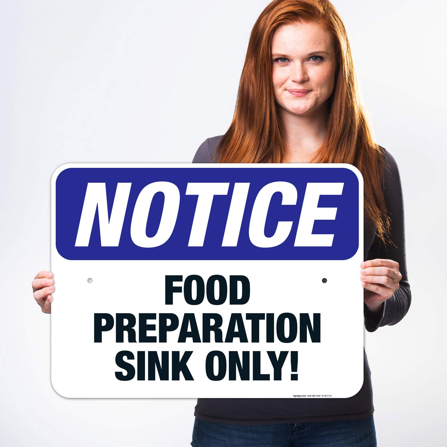 OSHA Compliant Food Preparation Sink Only Sign - 18x24 Inch Rust-Free Aluminum Notice Sign for Commercial Kitchens - Fade Resistant Indoor/Outdoor Safety Sign - Made in USA (Perfect for Restaurants, Cafeterias & Food Service Areas)