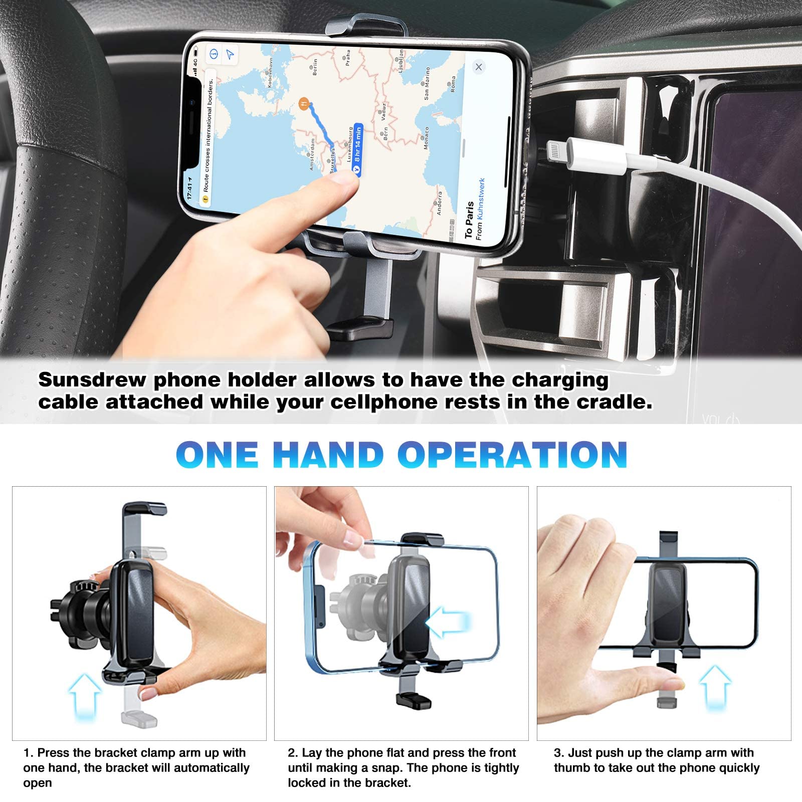 2023-2020 Toyota Highlander Car Phone Holder - Air Vent Mount Compatible with 4-7 Inch Phones & Thick Cases | Hands-Free Cell Phone Stand for Driving, Navigation & Commuting (Not for Platinum Models)