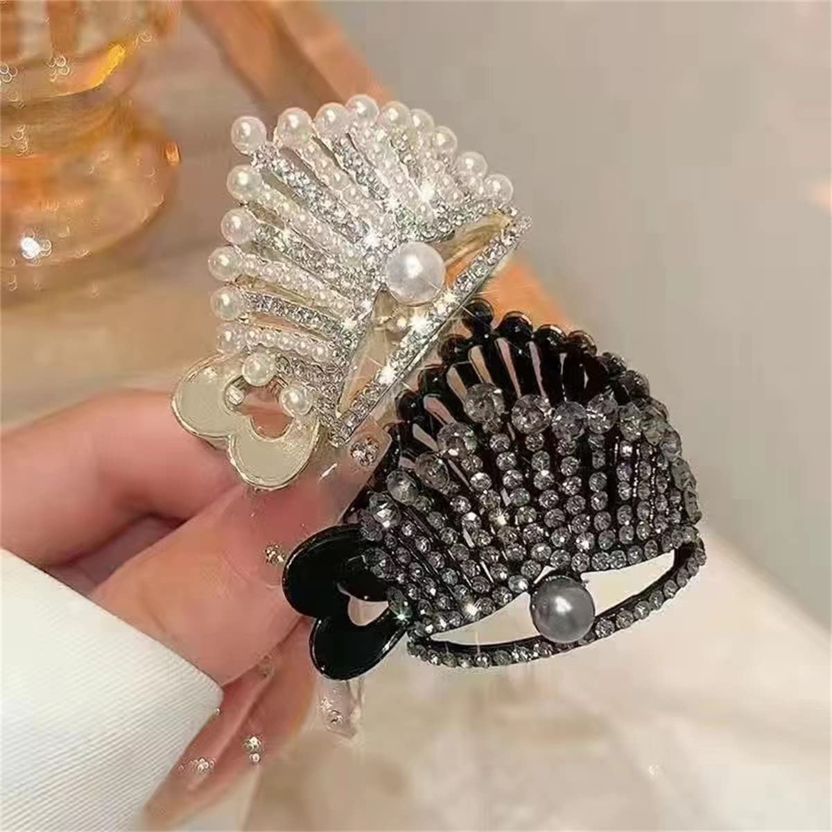 3Pcs Korean Style Striped Bow Hair Clips - Elegant Solid Fabric Hair Ties, Banana Hair Claw Clips for Women & Girls | Perfect for Ponytails, Half-Up Styles & Everyday Hair Accessories (Black)
