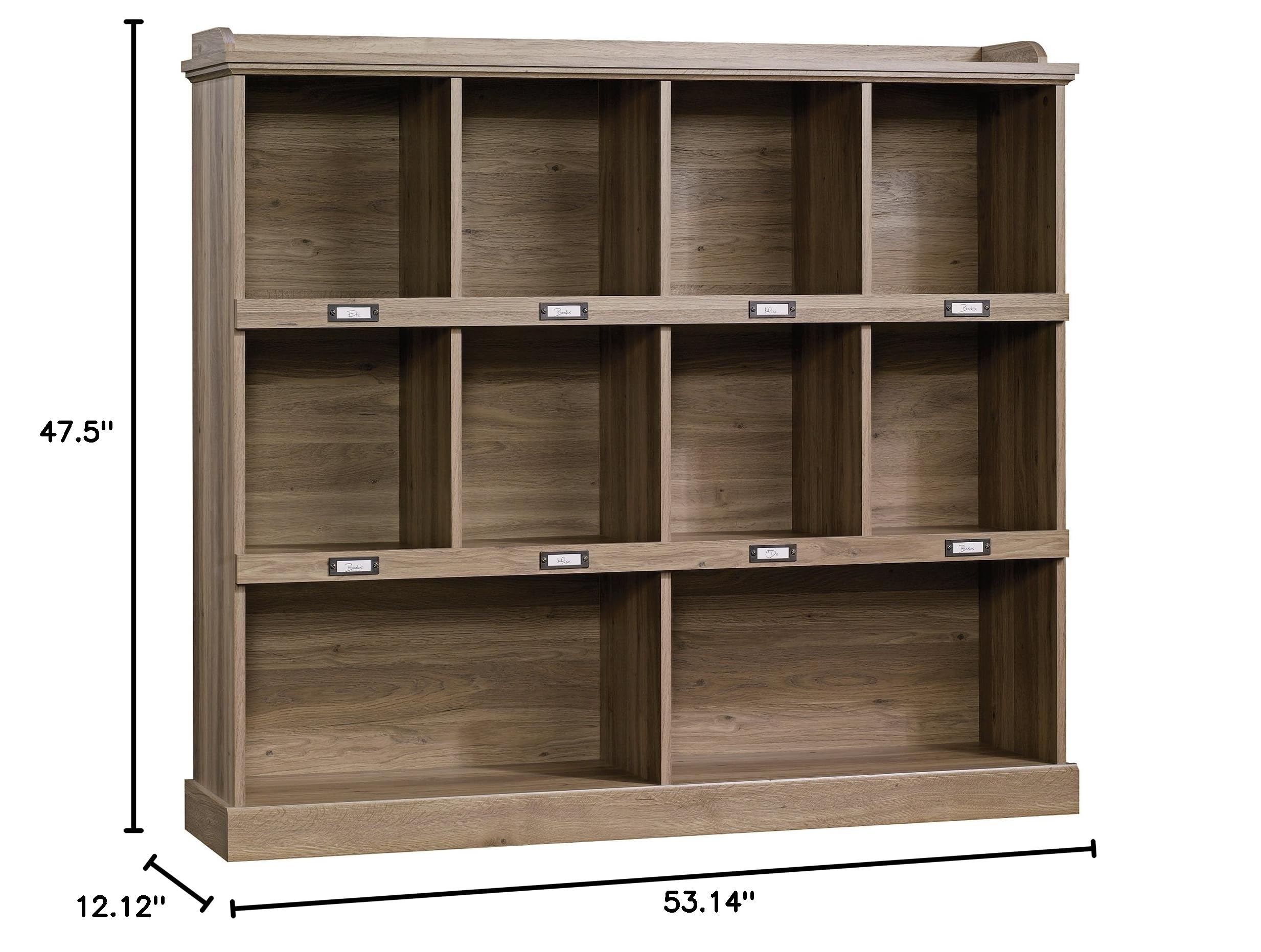 Sauder Barrister Lane 3-Shelf Cubby Bookcase - Storage & Display Bookshelf in Salt Oak Finish | Perfect for Home Office, Living Room & Library Organization