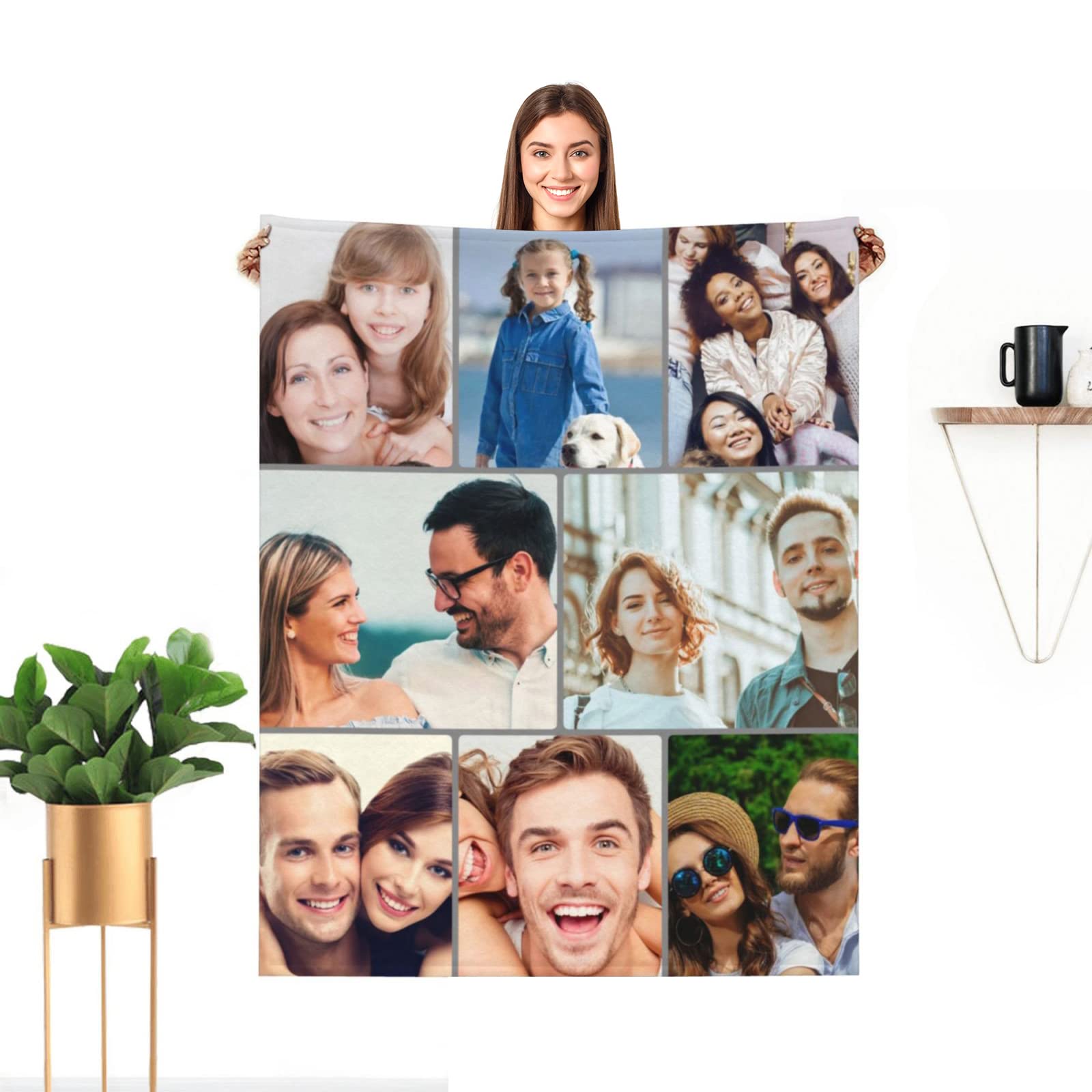 Custom Photo Blanket with Personalized Text - Picture Collage Fleece Throw for Adults, Kids & Family | Pet Blankets for Dogs & Cats | Birthday, Christmas, Halloween Gift (50x40 Inches) - Perfect for Cozy Nights, Family Reunions & Holiday Presents