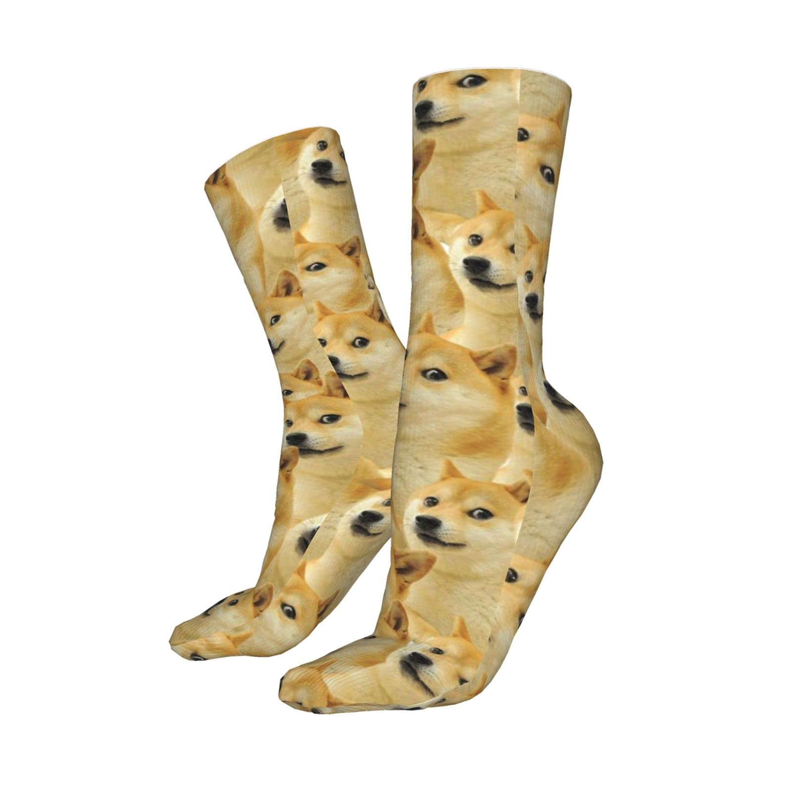 Dogecoin Gold Coin Meme Socks - Funny Novelty Crew Socks for Men & Women | Perfect for Crypto Fans, Gift Giving & Meme Lovers