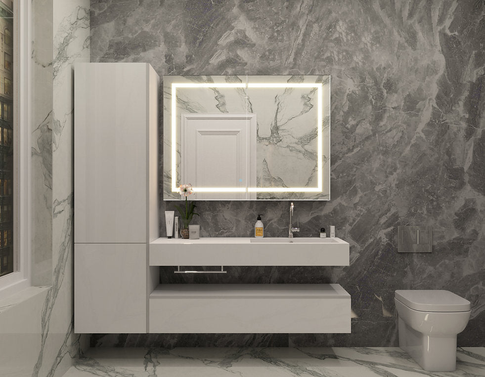 Aquadom Royale Plus 48x30 Inch LED Bathroom Medicine Cabinet with Mirror - Modern Waterproof Storage for Bathroom Essentials, Makeup & Toiletries (Perfect for Home, Spa, Hotel Renovation)