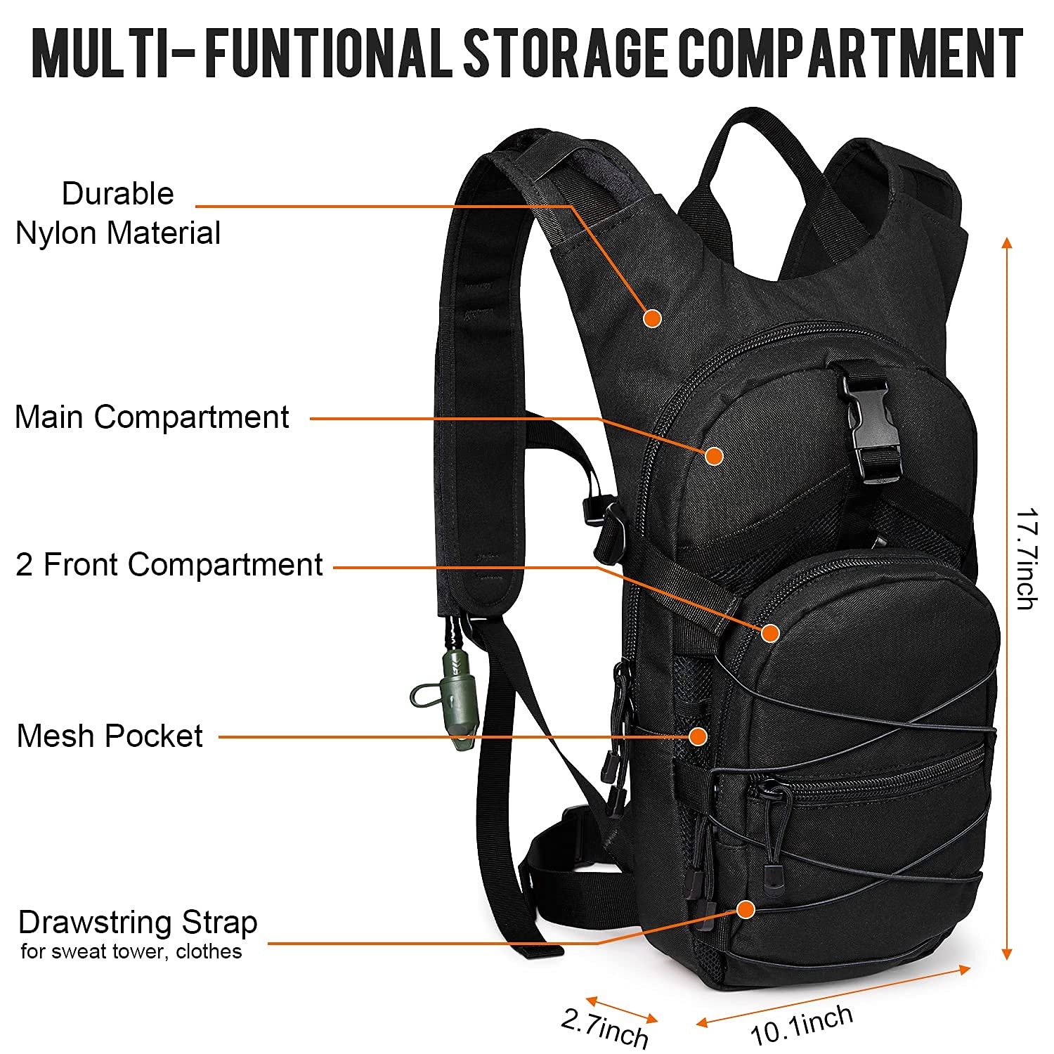 G4Free Lightweight Sling Bag with Hydration Pack - Adjustable Shoulder Backpack for Hiking, Running & Travel - Water-Resistant Crossbody Bag for Outdoor Adventures