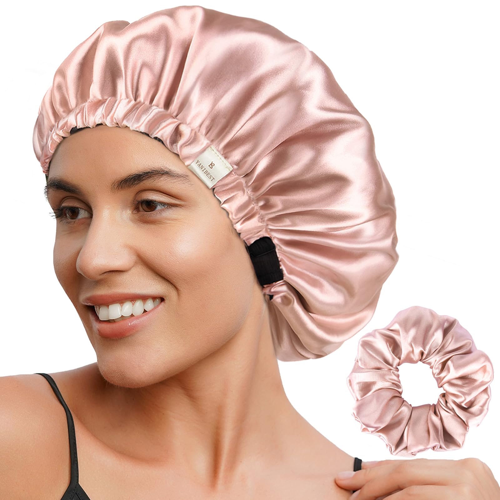 YANIBEST Double Layer Satin Silk Bonnet for Sleeping - Adjustable Hair Bonnet for Women with Curly & Natural Hair - Perfect for Nighttime Hair Protection & Styling