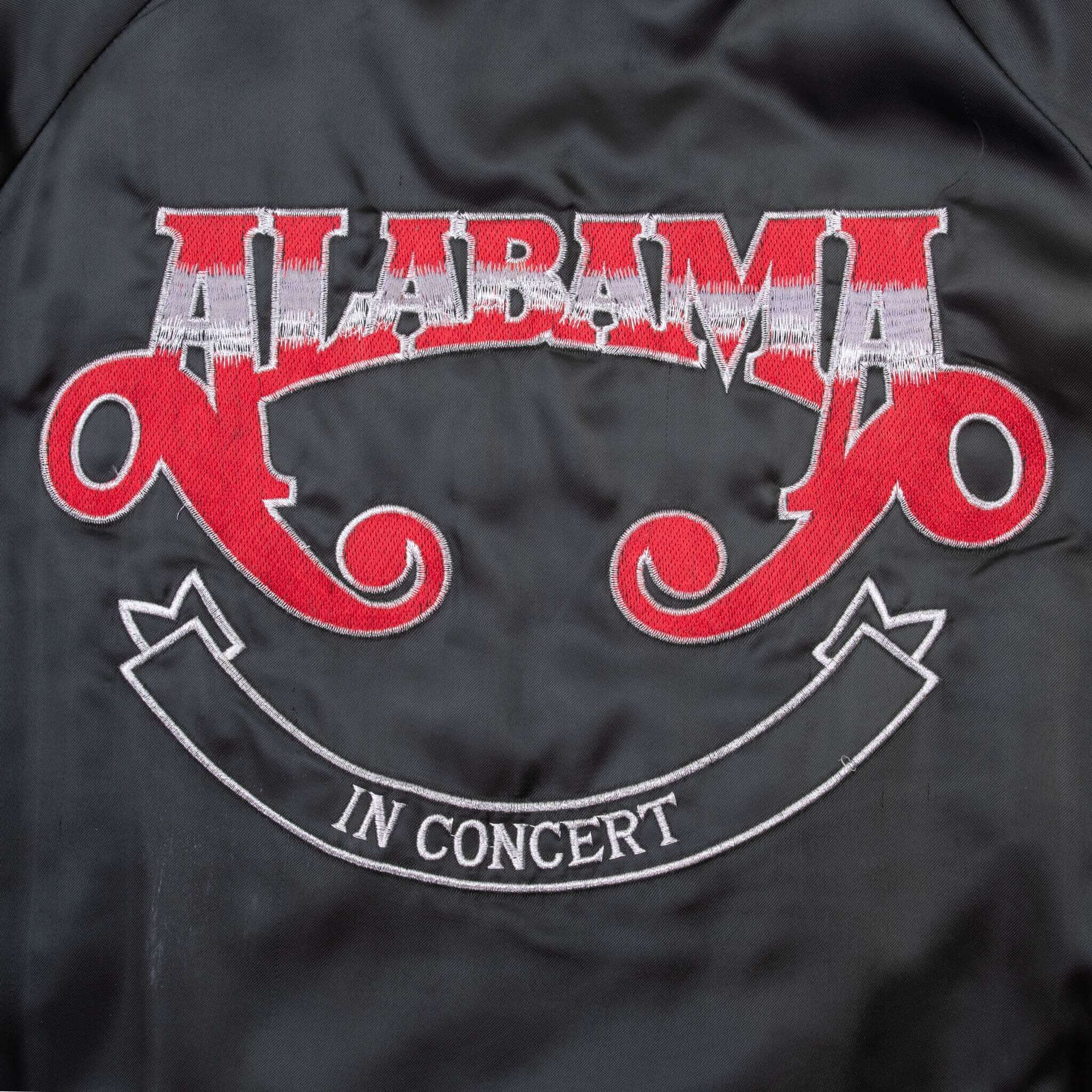 Vintage Alabama Concert Satin Bomber Jacket 1990s Large - Made in USA - Retro Music Tour Merch - Perfect for Concerts, Music Festivals & 90s Themed Parties