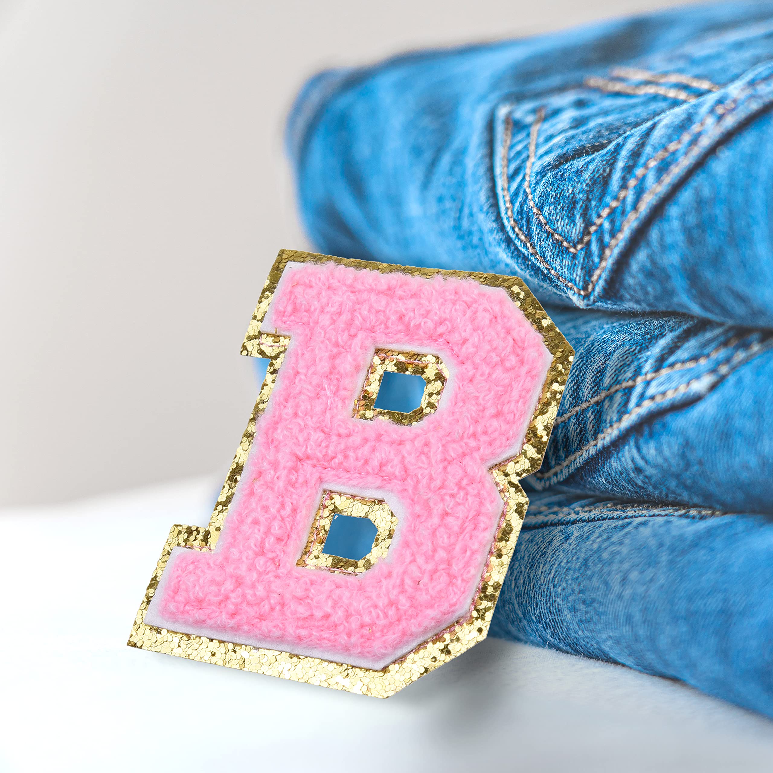 Kare & Kind Iron On Letter Patches - Chenille Embroidered Alphabet B Patch for Clothing, Shirts, Jackets & DIY Crafts | Perfect for Customizing Uniforms, Dresses, Bags & Hats | Great for Sewing, Handmade Projects & Personalized Gifts