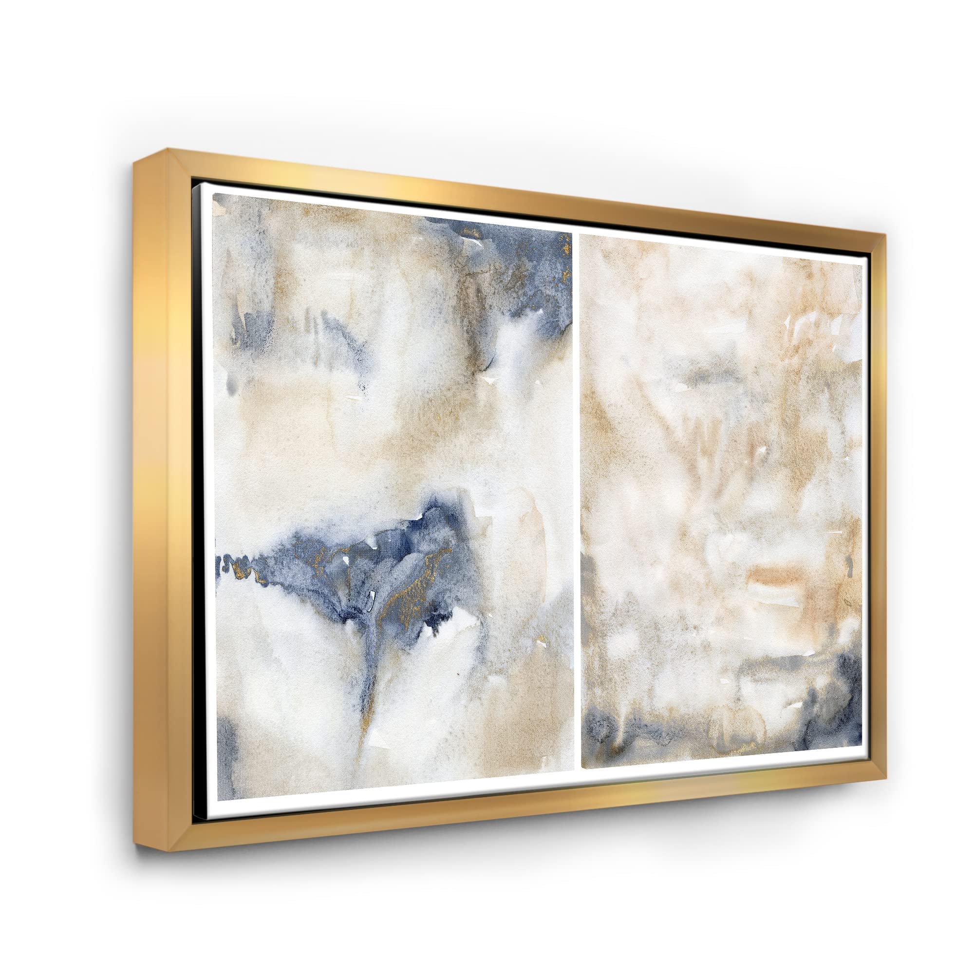Abstract Pink Gold Beige & Dark Pastel Strokes Framed Canvas Wall Art Print - Modern Home Decor for Living Room, Bedroom & Office
