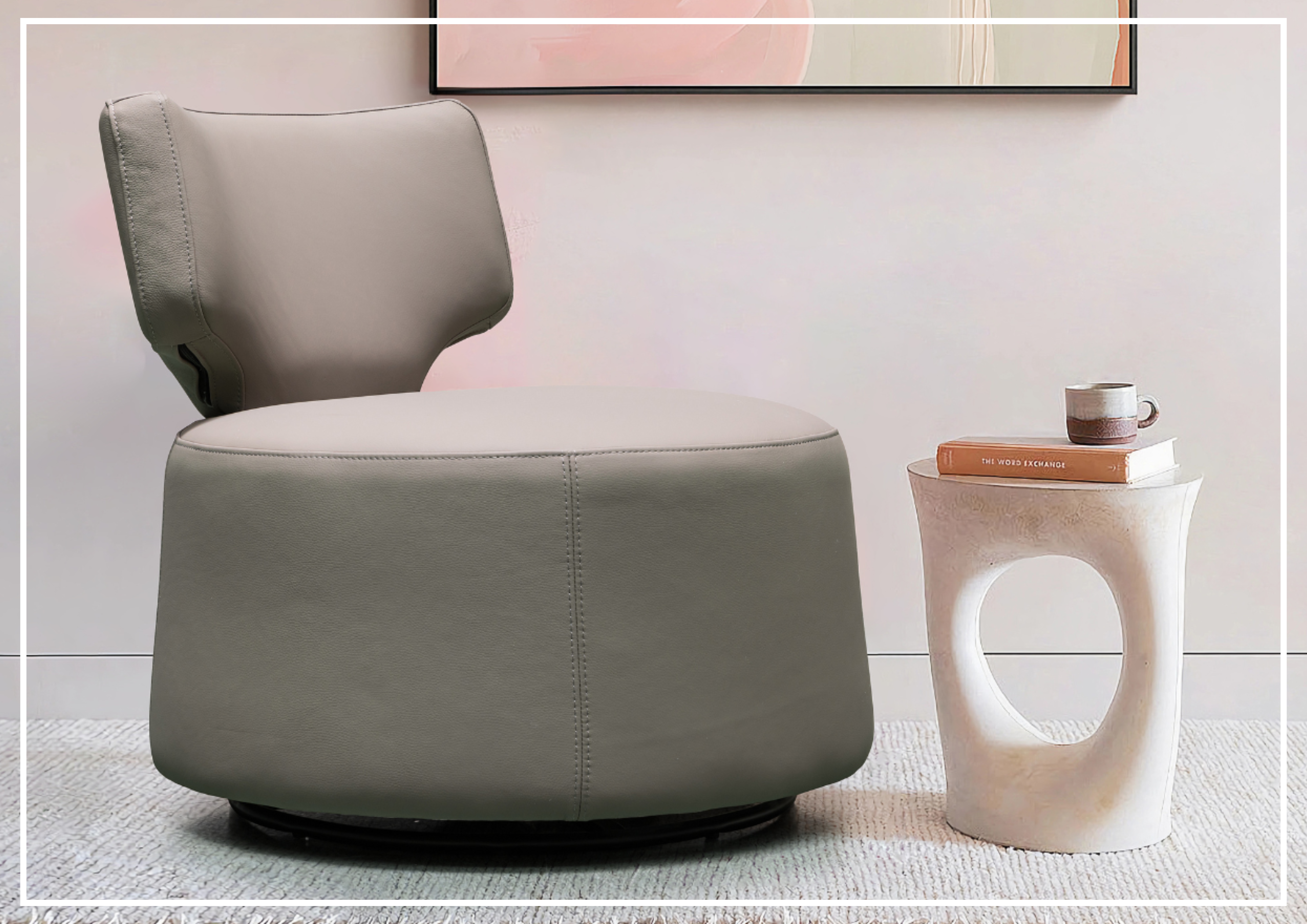 Klaussner Pavia Leather Swivel Chair with Foam Back & Seat Cushion - Modern Office Chair for Home & Office Workspace, Comfortable Desk Chair for Working, Studying or Gaming