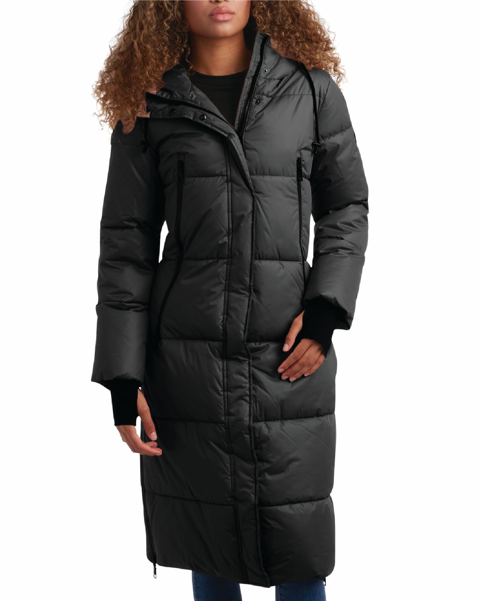 Steve Madden Women's Maxi Puffer Jacket - Heavyweight Insulated Long Winter Coat with Hood, Weatherproof Zippers & Warm Faux Fur Trim (S-XL) | Waterproof Cold Weather Outerwear for Snow, Skiing & Everyday Winter Fashion