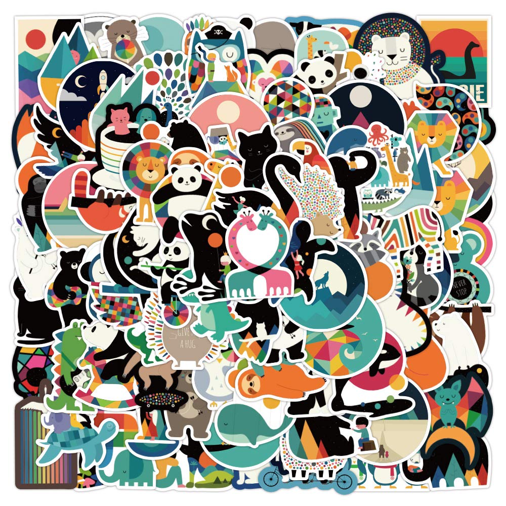 100Pcs Colorful Animal Vinyl Stickers - Waterproof, Durable Decals for Skateboards, Cars, Water Bottles, Walls | Fun Aesthetic Stickers for Kids, Teens & Adults | Perfect for Thanksgiving, School, Parties & DIY Crafts