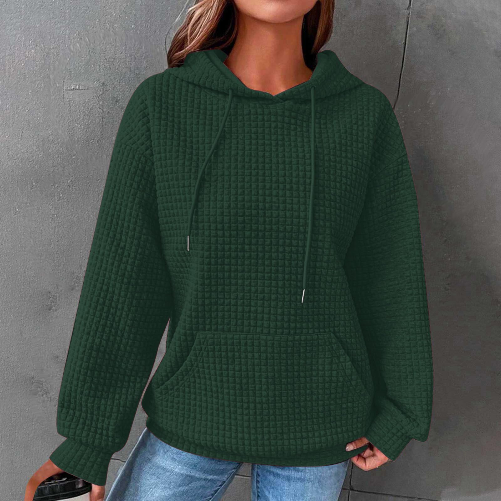 Ceboyel Women's Solid Color Cute Hoodie 2023 | Waffle Knit Sweatshirt | Comfortable Pullover Sweater | Trendy Teen Girls Fashion | Perfect for Casual Wear, School Outfits & Weekend Relaxation