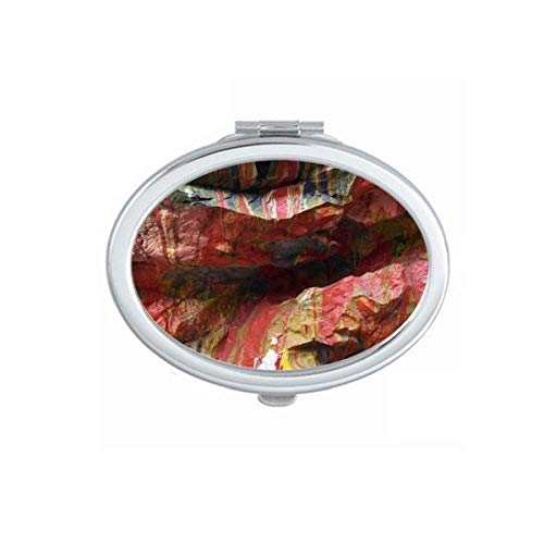 DIYthinker Multicolor Stone Texture Art Illustration Pattern Mirror - Portable Foldable Double-Sided Makeup Mirror for Travel, Home Vanity & Handbag (Handcrafted Design)