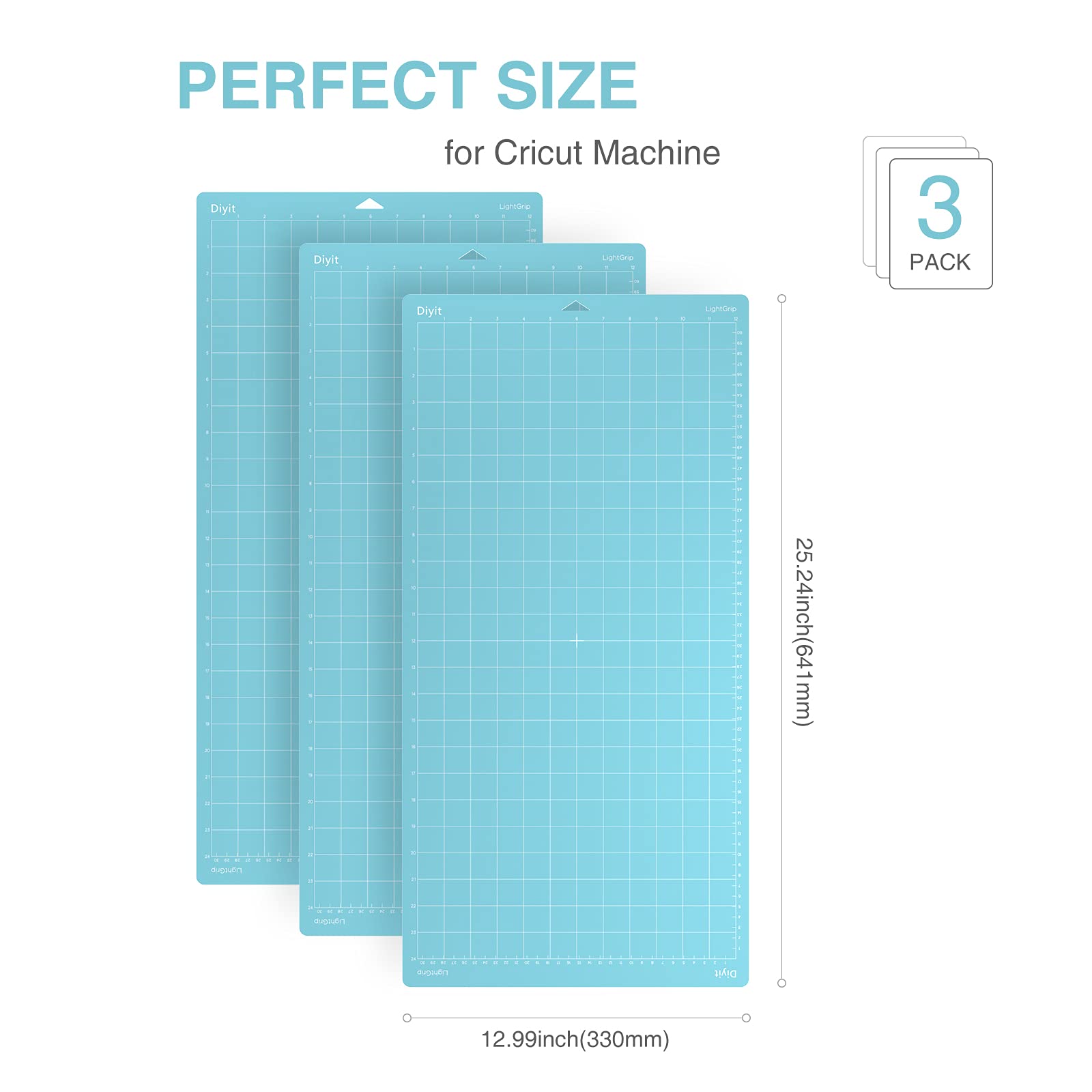 Premium LightGrip Cutting Mat 12x24 Inch (3 Pack) - Compatible with Cricut Maker 3, Maker, Explore 3, Air 2, Air & One - Perfect for DIY Crafts, Scrapbooking, Vinyl Cutting & Paper Projects