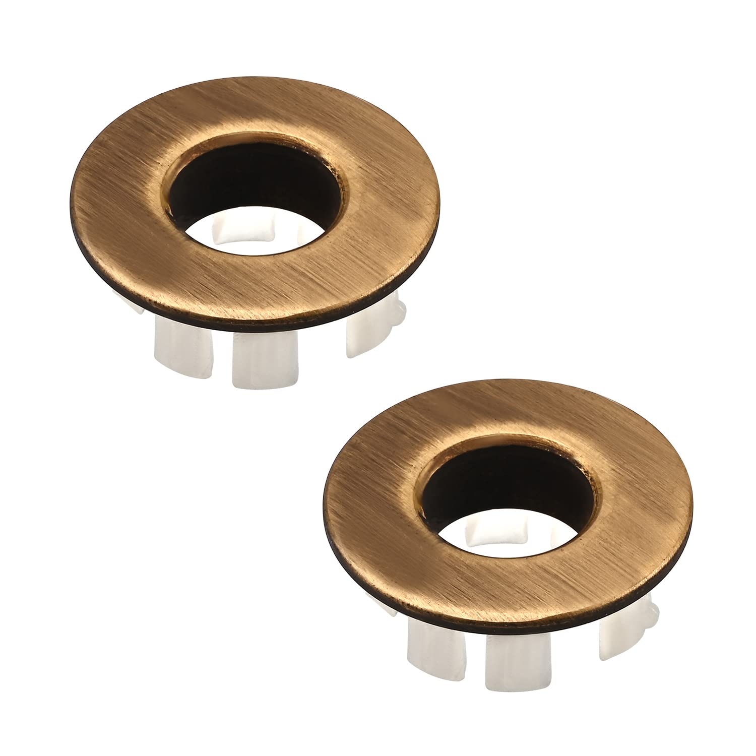 MroMax 2-Pack Copper Sink Overflow Cover - Round Hollow Design Bathroom & Kitchen Sink Cap Replacement - Antique Finish for Vessel, Vanity, and Basin Sinks - Perfect for Home Renovation and DIY Projects