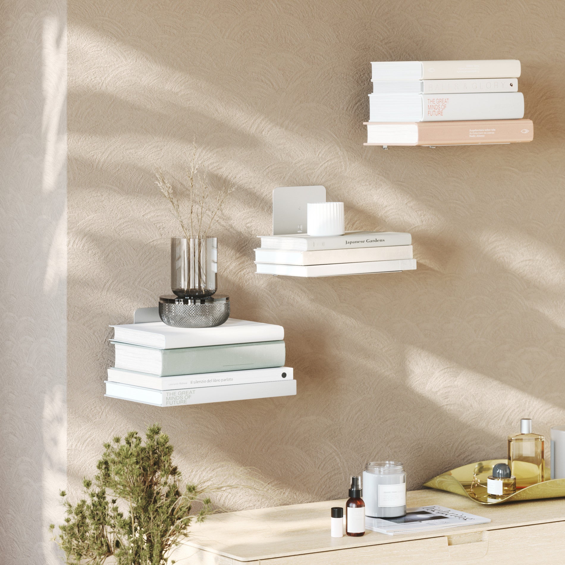 3-Piece Conceal Shelves Set - Hidden Floating Shelves for Wall Storage - Perfect for Living Room, Bedroom, and Bathroom Organization