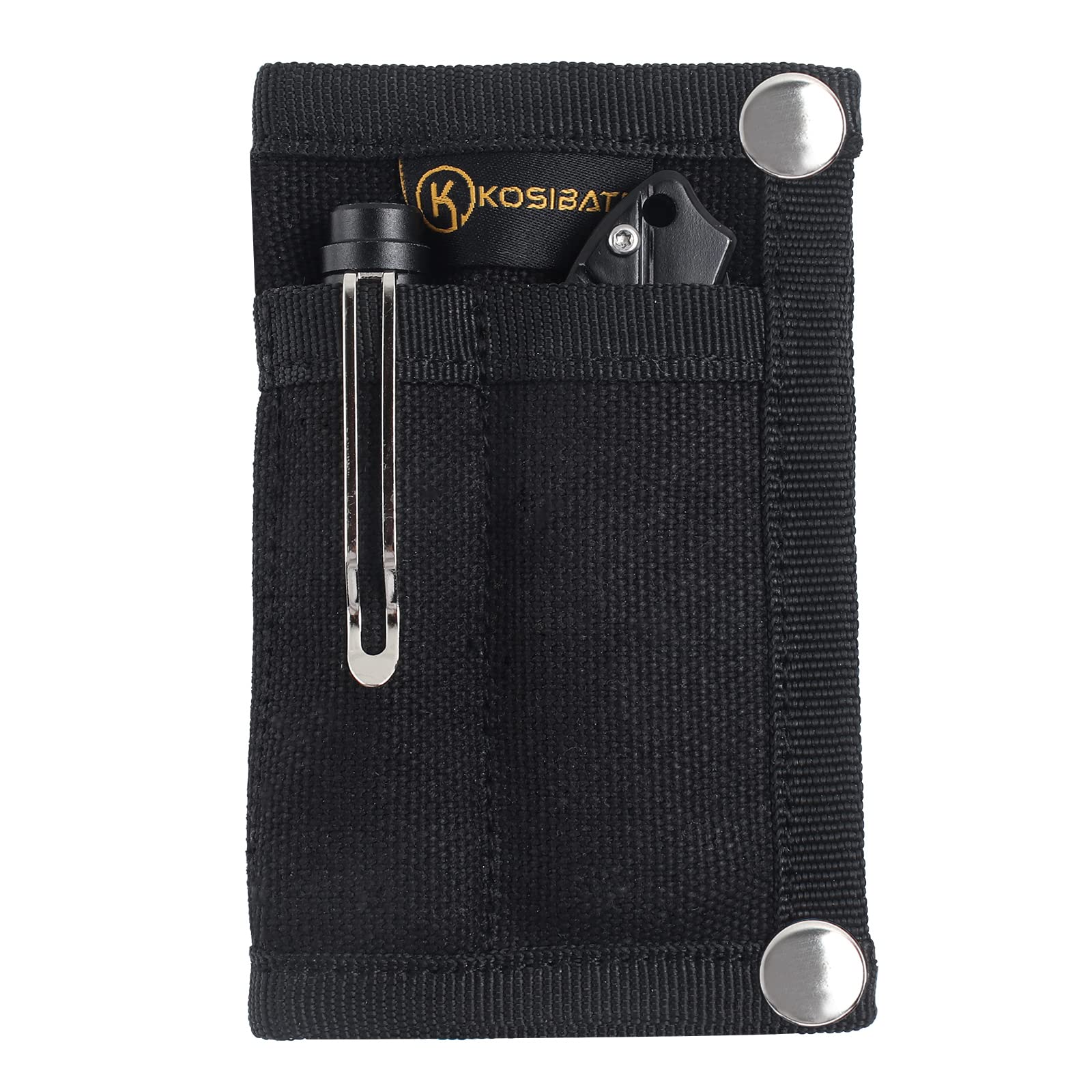 Kosibate EDC Pouch - Compact Tactical Organizer for Knife, Flashlight, Pen & Cards - Slim Pocket Pouch for Men's Everyday Carry (Black) | Perfect for Outdoor, Hiking, Camping & Daily Essentials Storage