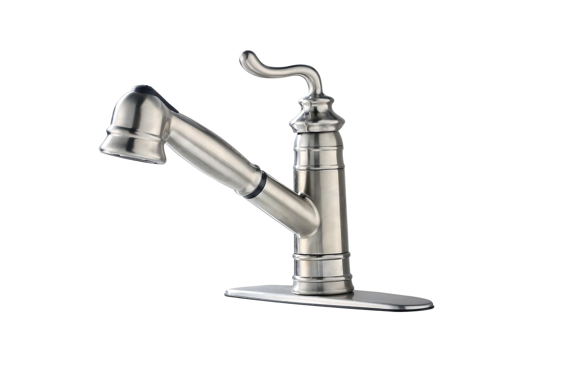 Stainless Steel Single Handle Pull Out Kitchen Sink Faucet, Brushed Nickel Pull Down Faucet FS-825-KGSS for Modern Home Kitchens