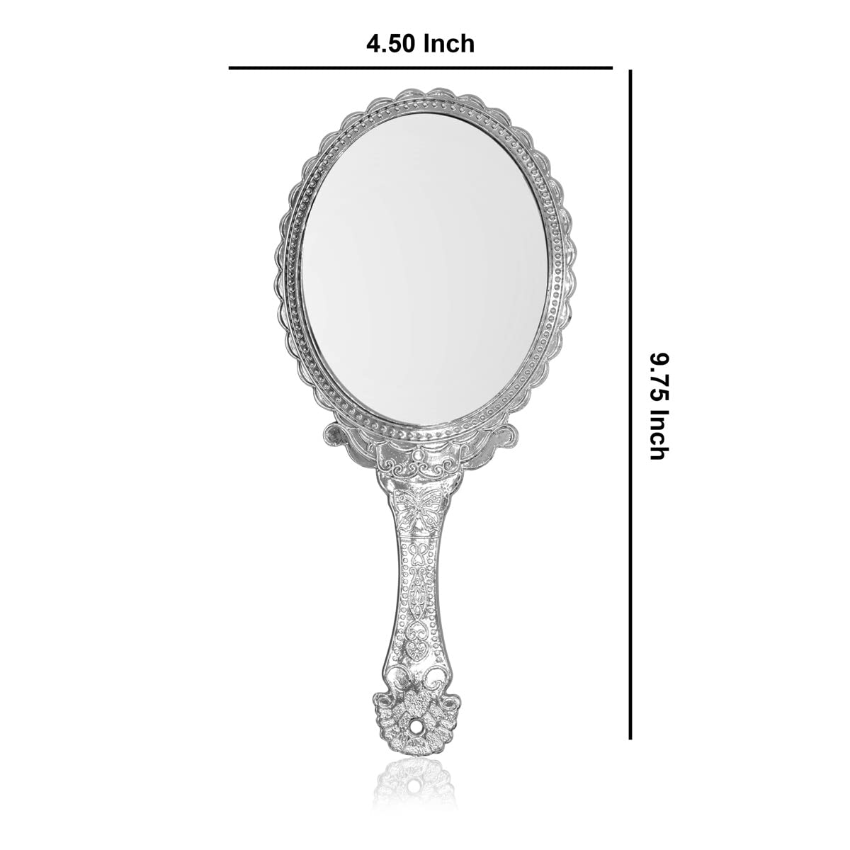 Victor Enterprises 11.5 Inch Hand Mirror - Silver Round Plastic Makeup Mirror with Handle | Portable & Lightweight for Travel, Home Vanity, Salon & Makeup Application | Perfect for Women, Bridal & Professional Use