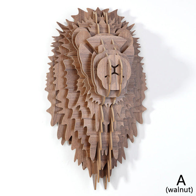 Lion Head Wood Wall Sculpture - Handcrafted Modern Home Decor for Living Room, Bedroom & Office - Unique Wooden Art Hanging for Rustic, Farmhouse & Boho Interior Design