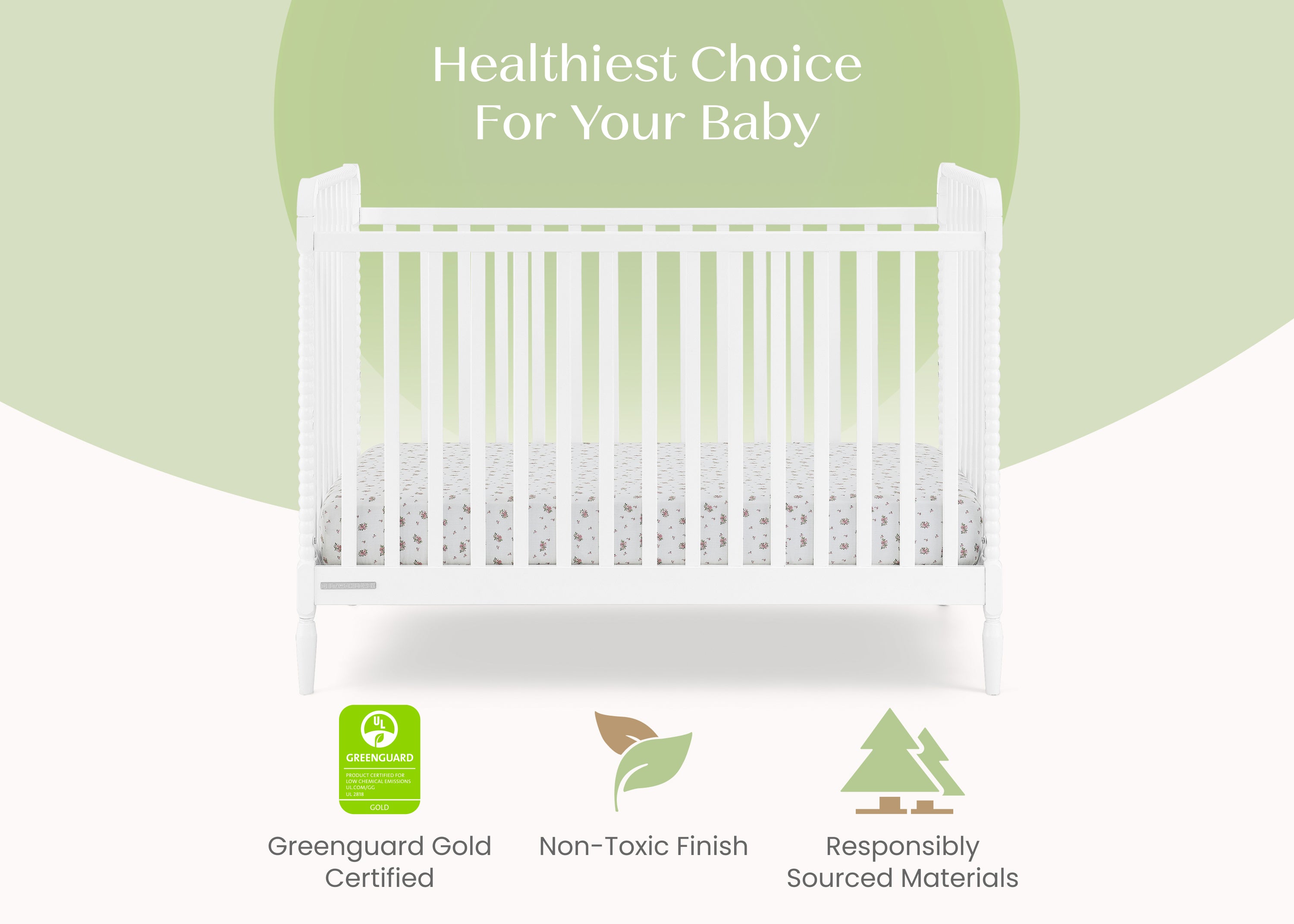 Lily 4-in-1 Convertible Baby Crib - White Nursery Furniture for Newborn to Toddler Bed | Perfect for Modern Nursery, Bedroom & Daycare