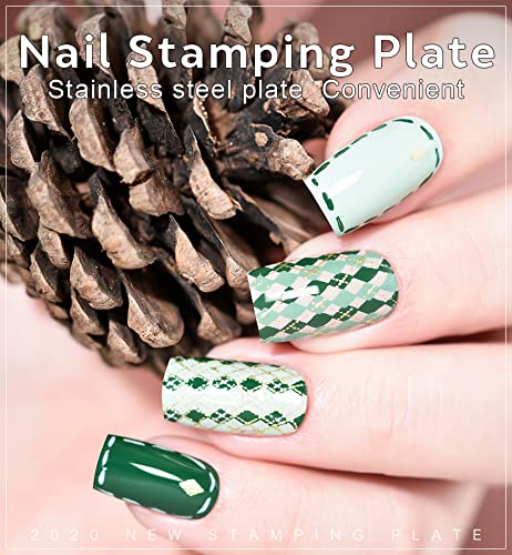 Premium KADS Nail Art Stamping Plates Set - 10 Unique Image Templates & Stencils with Durable Holder Case Organizer (GE017) for Professional Salon & DIY Home Manicures