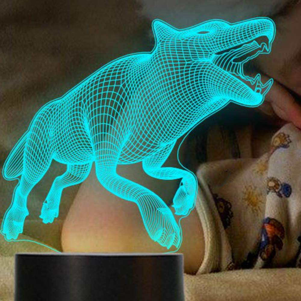 3D Wolf Night Light LED Touch Table Lamp - 7 Color Changing Optical Illusion Desk Decor for Kids Room, Birthday Gift & Christmas Home Decoration | Perfect for Bedroom, Nursery, Study Room and Party Decor