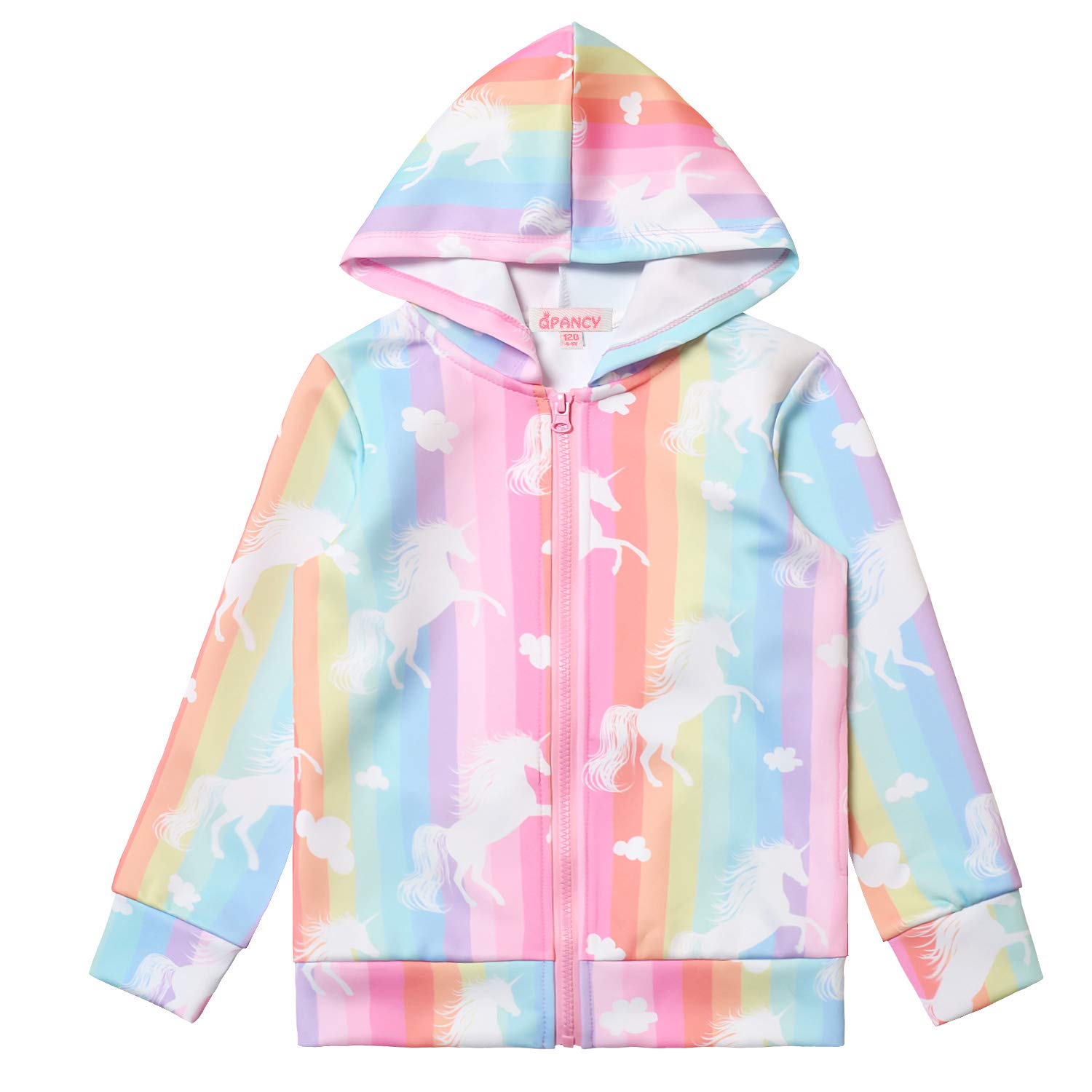 Girls Unicorn Hoodie Zip Up Sweatshirt with Pockets - Cute Pullover Jacket for Kids, Birthday Gifts & Playdates | Soft Fleece Outerwear for School, Playground & Winter Activities