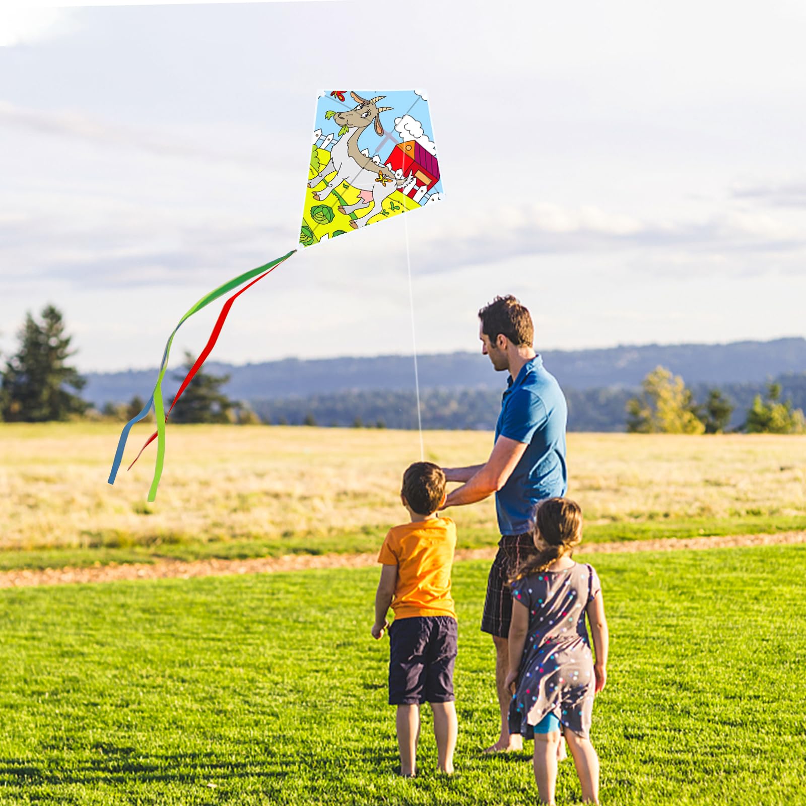 DIY Kite Making Kit - Blank Diamond Kite with Watercolor Pens & 164ft String for Kids Outdoor Activities, Summer Beach Flying, Park Picnics, and Family Fun