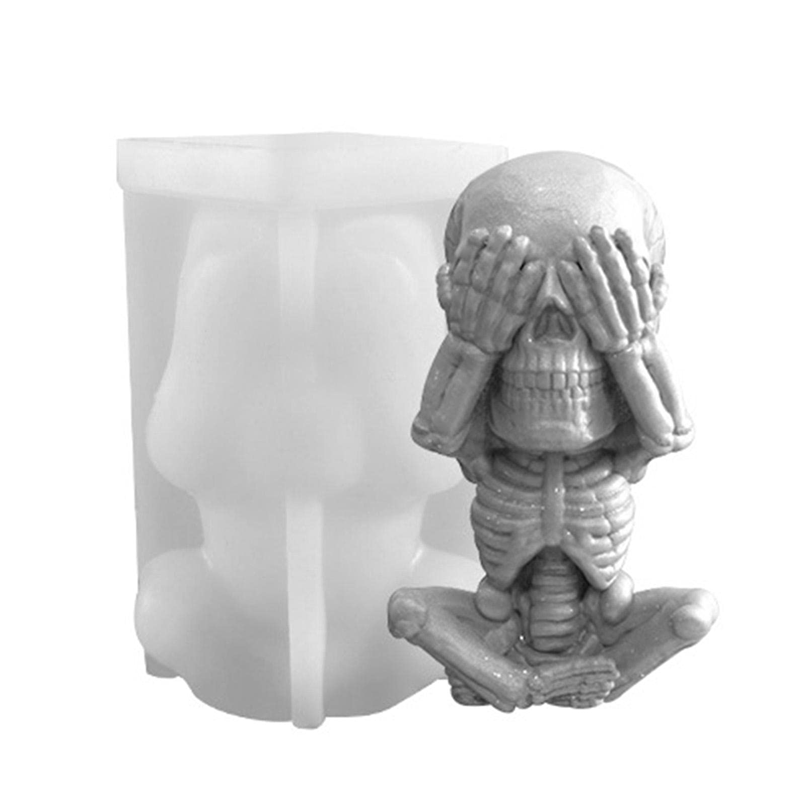 **3D Skull Candle Mold - Halloween Skeleton Silicone Soap & Candle Mould for DIY Crafts, Baking, Chocolate, Candy, Ice Cube - Perfect for Halloween Decor, Party Favors & Handmade Gifts**