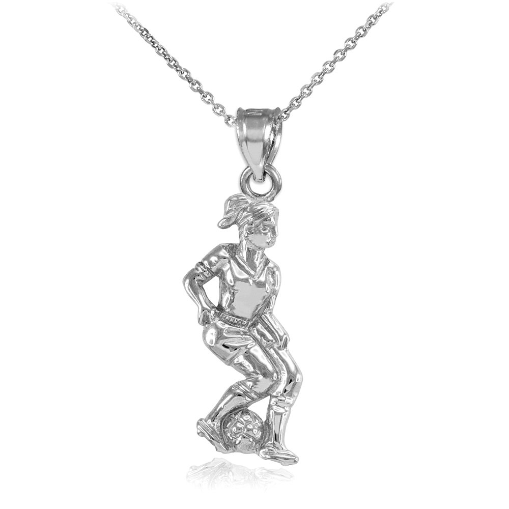 Sterling Silver Soccer Player Charm Necklace for Women - Perfect Gift for Female Athletes, Soccer Fans & Sports Lovers - Ideal for Game Days, Training & Everyday Wear