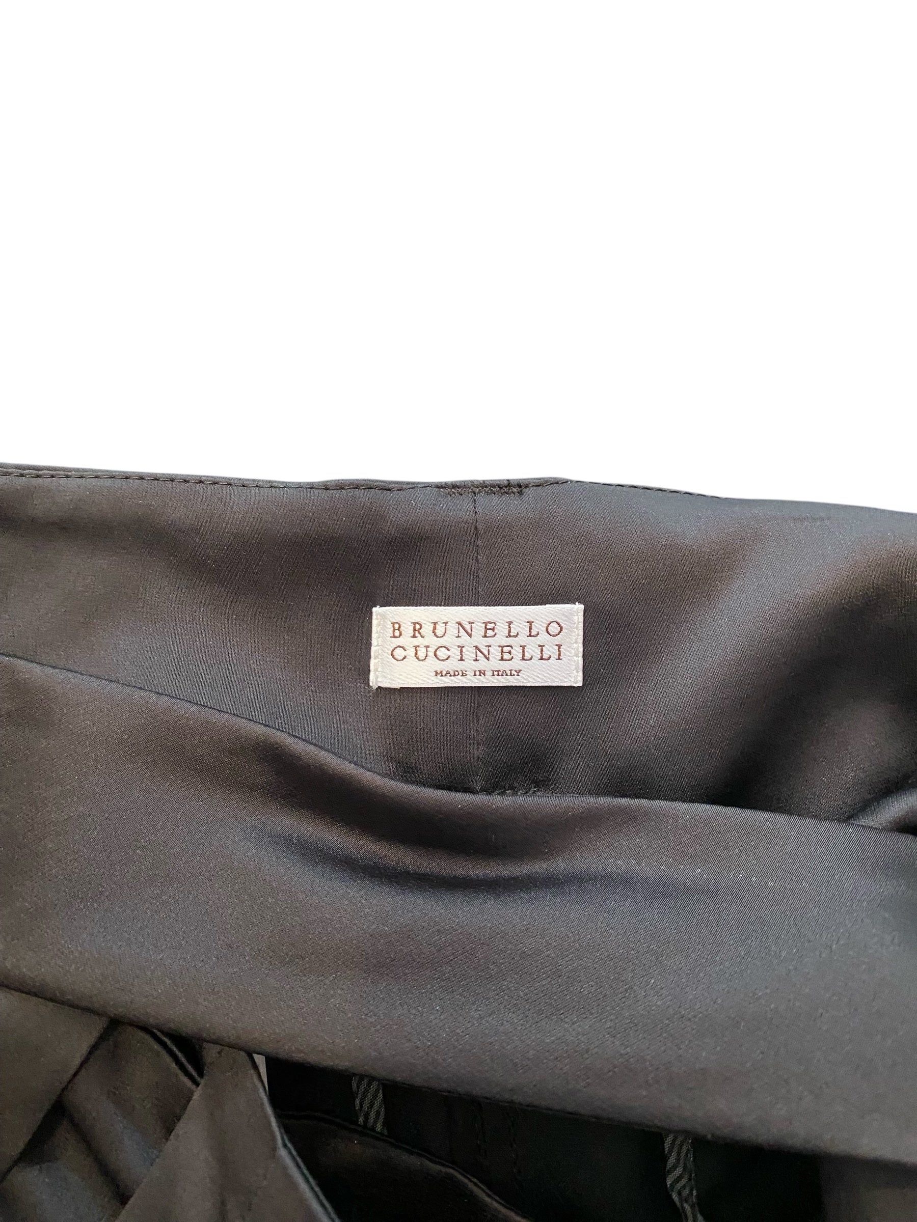 Brunello Cucinelli Black Satin Wrap Waist Trousers for Women | Size IT 42 / US 6 | Elegant Office Pants, Evening Wear & Special Occasion Outfits