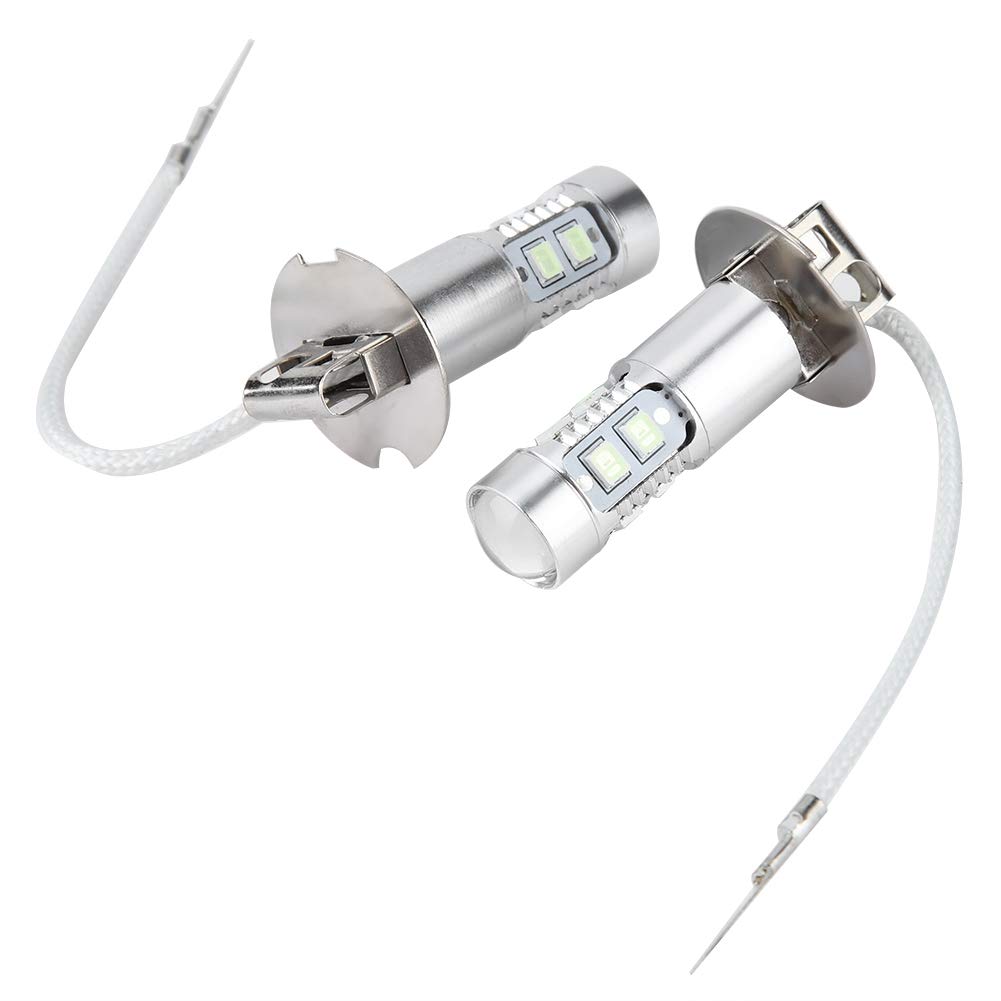 High Power 100W LED Headlight Bulbs Kit - 2PCS 1200LM 8000K White H3 Bulbs for Car Fog Lamps & Daytime Running Lights - Perfect for Night Driving & Off-Road Adventures