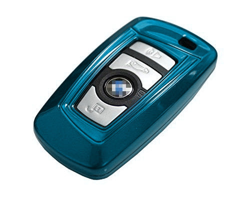 Glossy Blue Smart Key Fob Shell Replacement for BMW 1 2 3 4 5 6 7 X3 Series - Exact Fit, Durable & Stylish Car Key Cover - Perfect for Daily Use, Travel & Protection