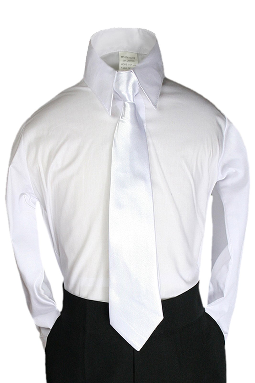 Stylish Satin Zipper Necktie for Boys - Adjustable 13.25 Inch Neckband (White) - Perfect for School, Parties & Formal Events