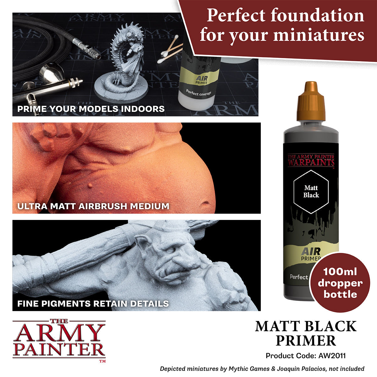 Warpaints Air Matt Black Primer 100ml - High-Quality Model Paint for Miniatures & Scale Models - Perfect for Warhammer, D&D, and Tabletop Gaming