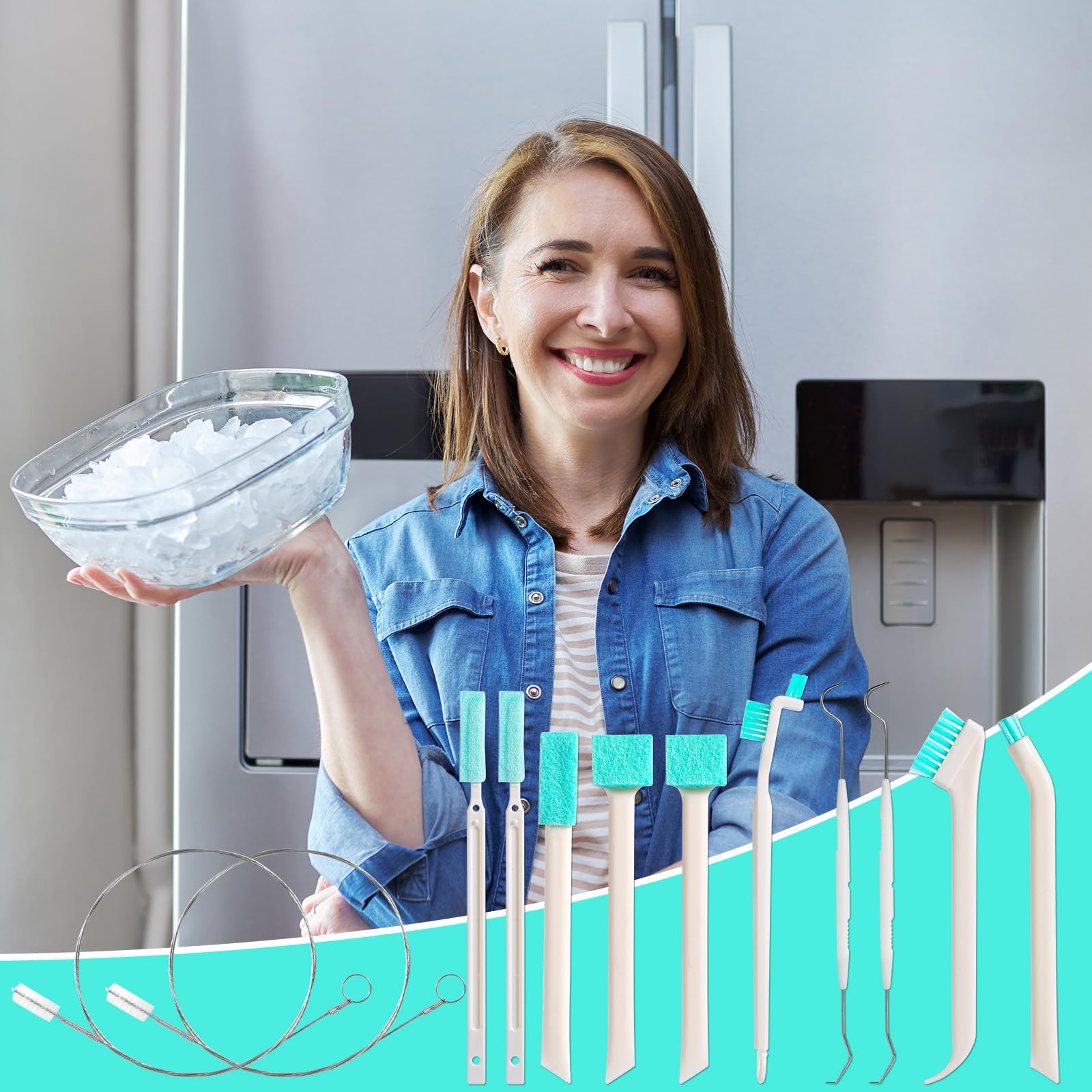 **10-Pack Ice Maker Cleaning Brushes with 2 Double-Ended Crochet Hooks - Deep Clean for Ice Machines, Gaps, Corners & Small Spaces - Perfect for Home, Kitchen & Commercial Use**