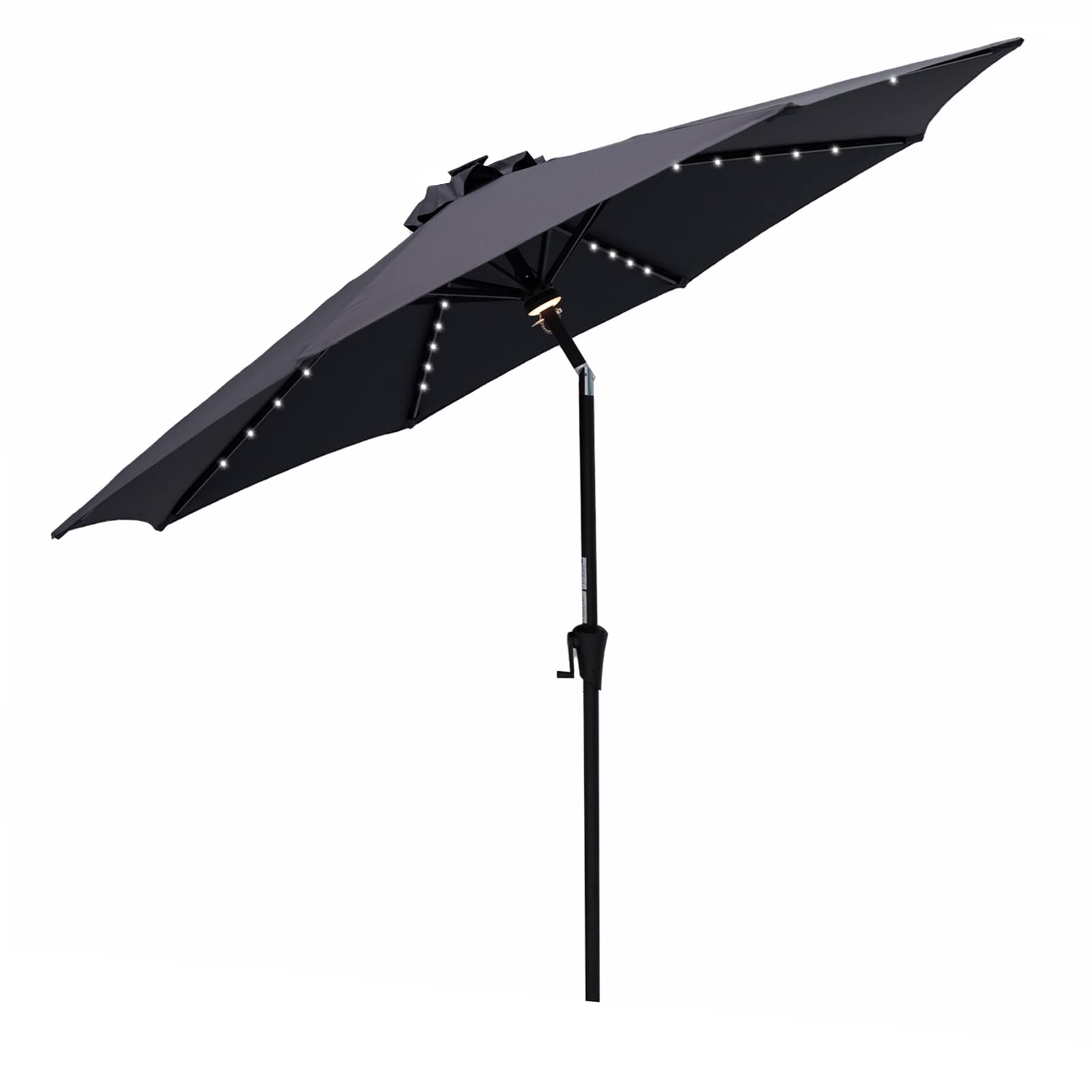 Helios&Hestia 9ft Solar Powered LED Patio Umbrella with Tilt - Waterproof Outdoor Market Table Umbrella for Poolside, Garden, Backyard & Patio Use