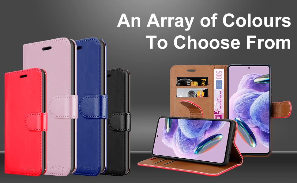 Premium Leather Wallet Case for Xiaomi Redmi Note 12 Pro 5G - Flip Folio Cover with Card Slots, Kickstand & Magnetic Closure (Rose Gold) | Perfect for Business, Travel & Daily Protection