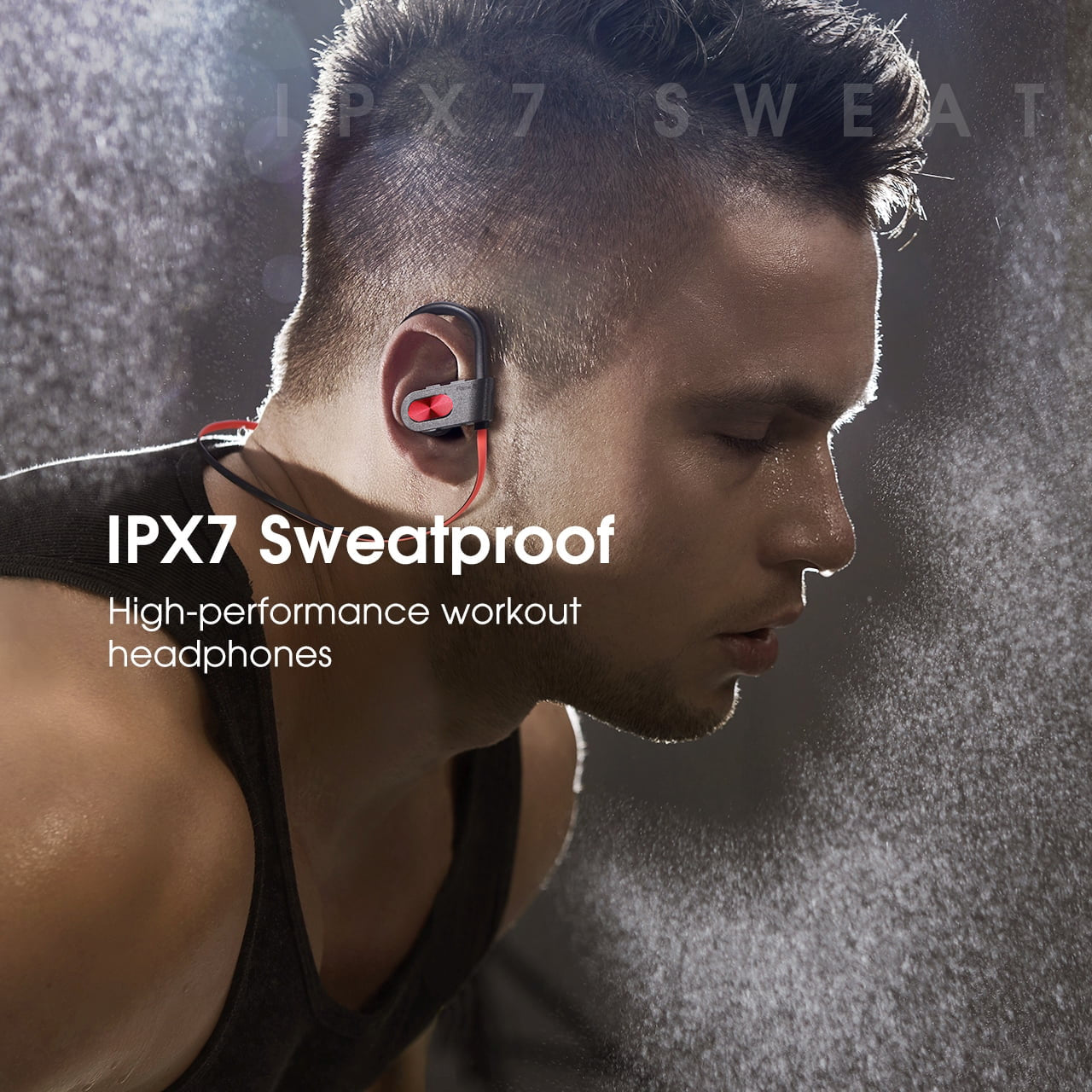 Mpow Flame Bluetooth Headphones - Wireless Sports Earbuds with 16H Playtime, Noise Cancelling Mic & IPX7 Waterproof - Perfect for Running, Gym Workouts & Outdoor Activities (Red)