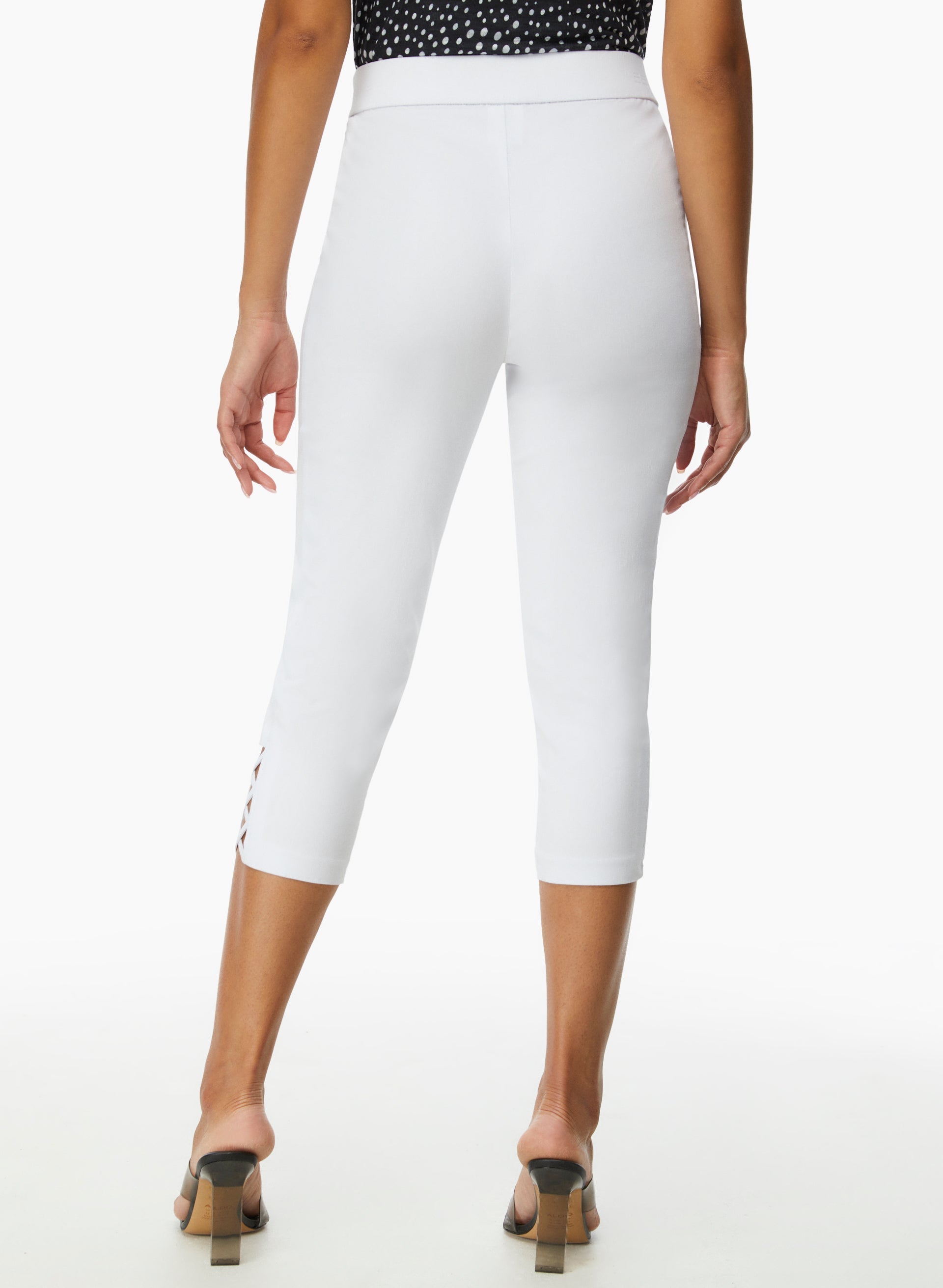 Women's Cross Detail Capris - Stretchy High Waist Yoga Pants for Workout & Lounge - Perfect for Yoga, Running, Gym & Casual Wear