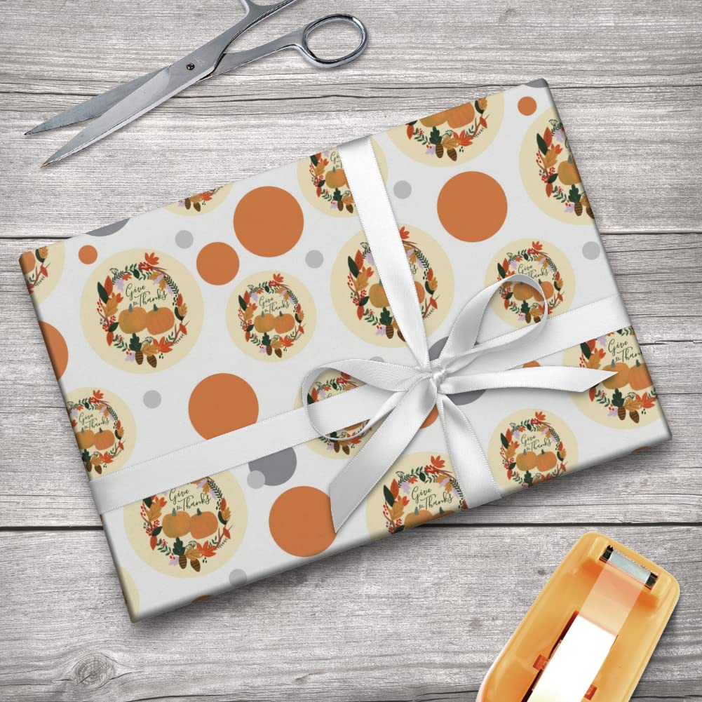 GRAPHICS & MORE Thanksgiving Pumpkin Gift Wrap Paper Roll - Premium Wrapping Paper for Holiday Gifts, Party Decorations & Seasonal Crafts