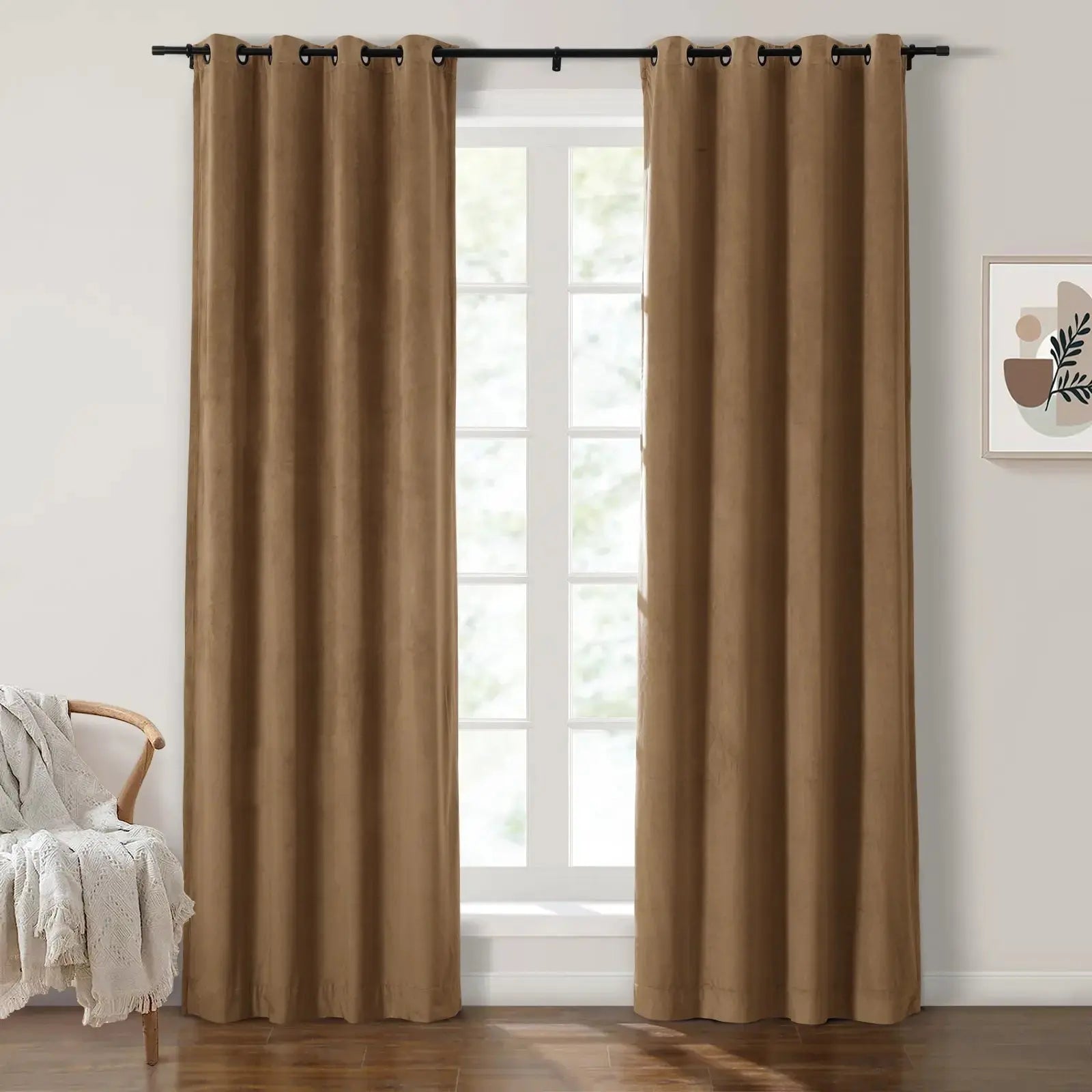 Luxury Velvet Grommet Curtains for Living Room & Bedroom - Blackout Thermal Insulated Drapes - Birkin Style Elegant Window Treatments for Home Decor