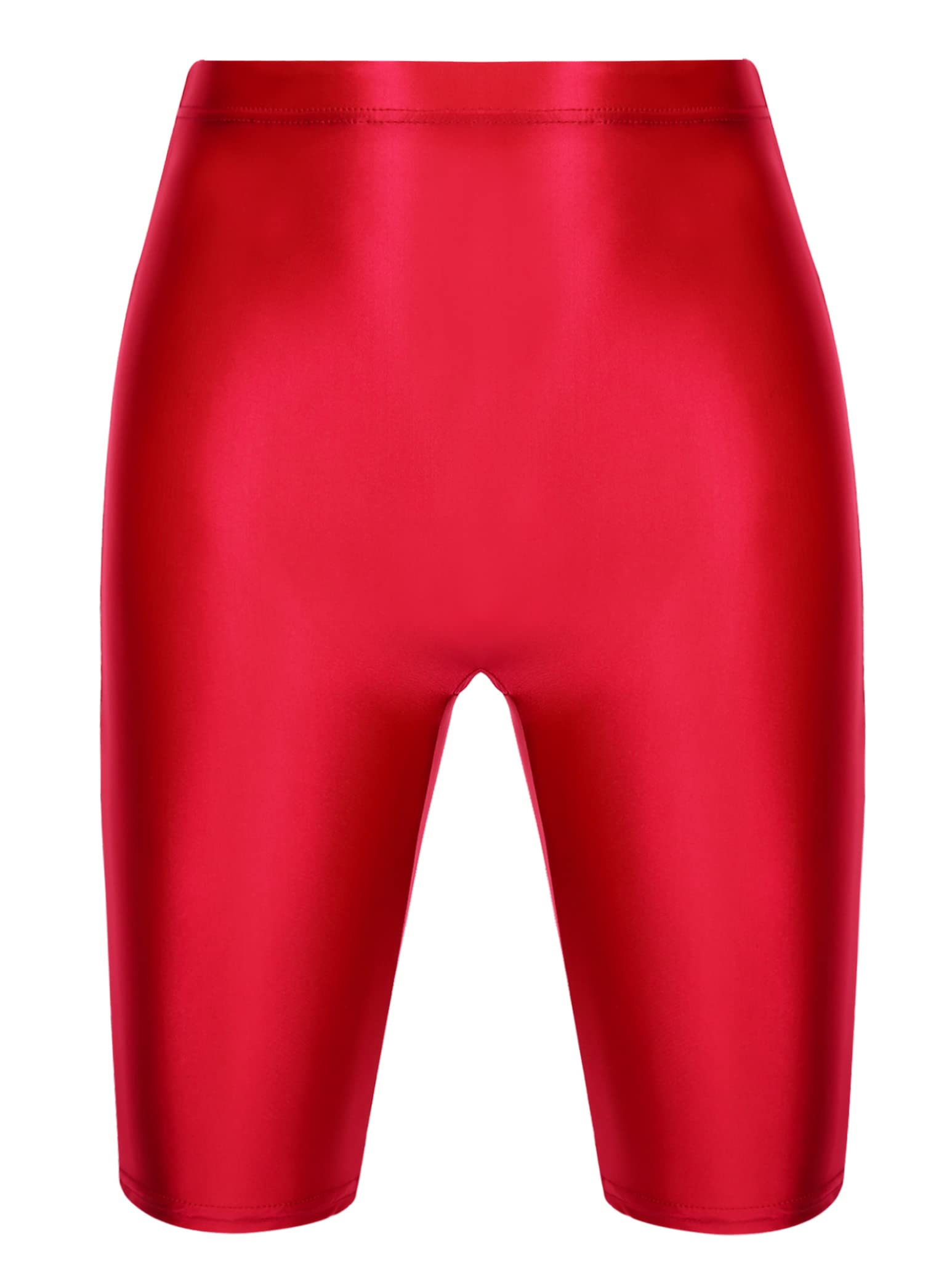 **Men's High Waist Thin Fitness Leggings – Knee-Length Glossy Sports Tights for Running, Yoga & Gym Workouts**
