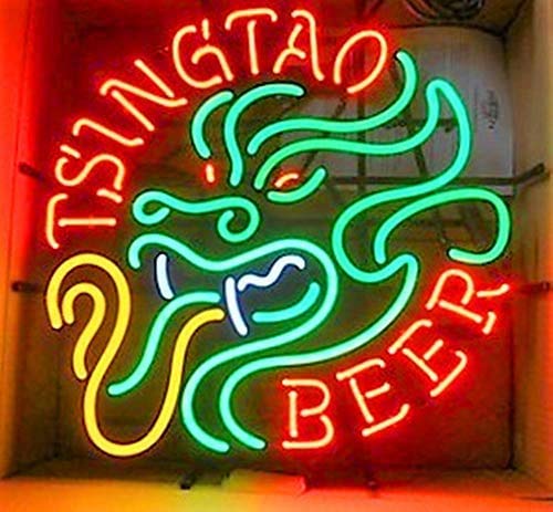 Tsingtao Beer Dragon Neon Sign - 24x20 Inch Handmade Glass Lamp Light for Beer Bars, Pubs & Man Caves (Multiple Sizes Available) - Perfect for Bar Decor, Game Room Lighting & Vintage Themed Parties