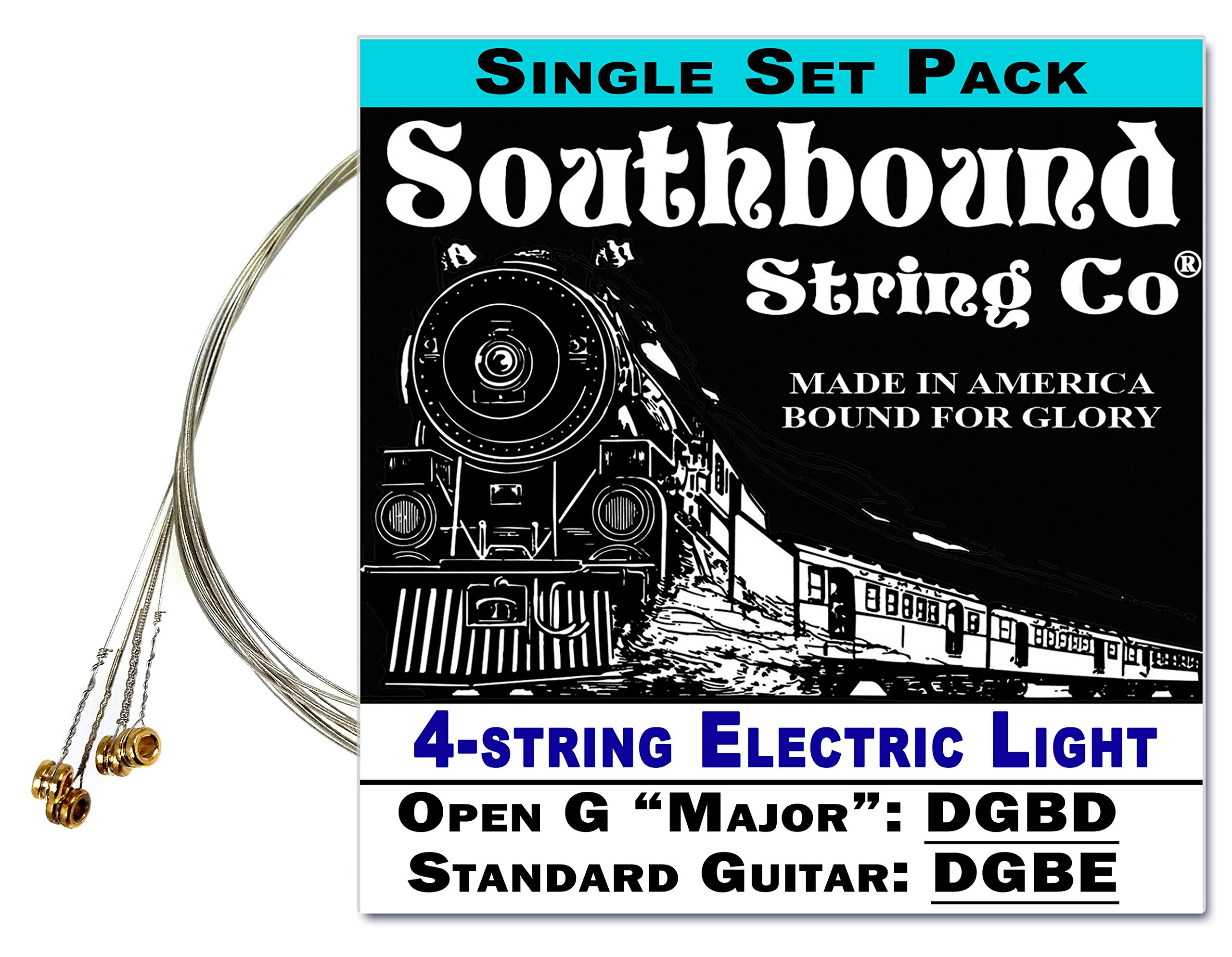 Electric 4-String Cigar Box Guitar Strings - Light Gauge for Open G & Standard Tunings (DGBD/DGBE) - Perfect for Blues, Folk & DIY Instrument Builders
