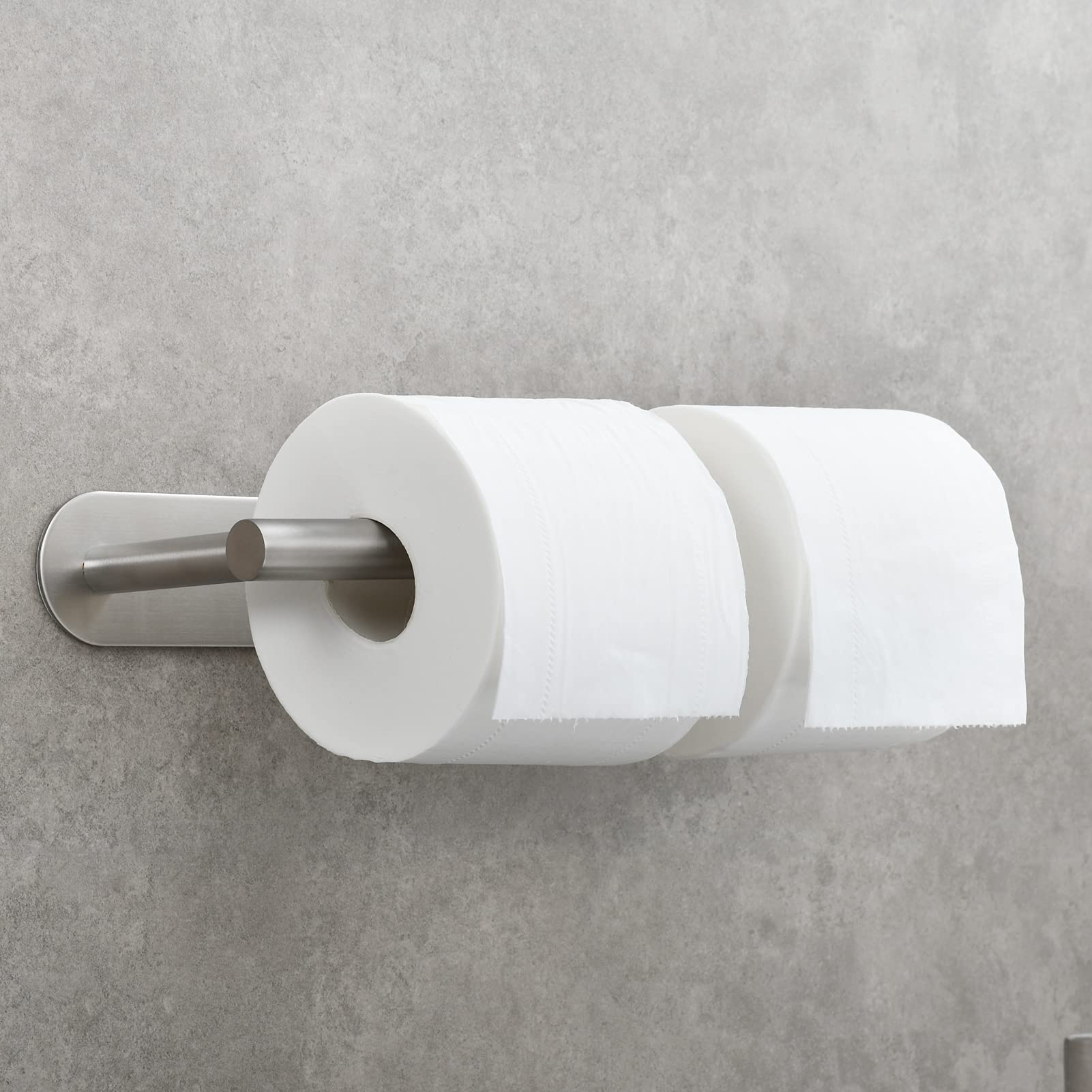 Stainless Steel Adhesive Towel Holder & Toilet Paper Roll Holder for Bathroom - Brushed Nickel Finish, Extendable Design Holds 2 Rolls - Perfect for Small Spaces, RV, Apartment & Home Decor
